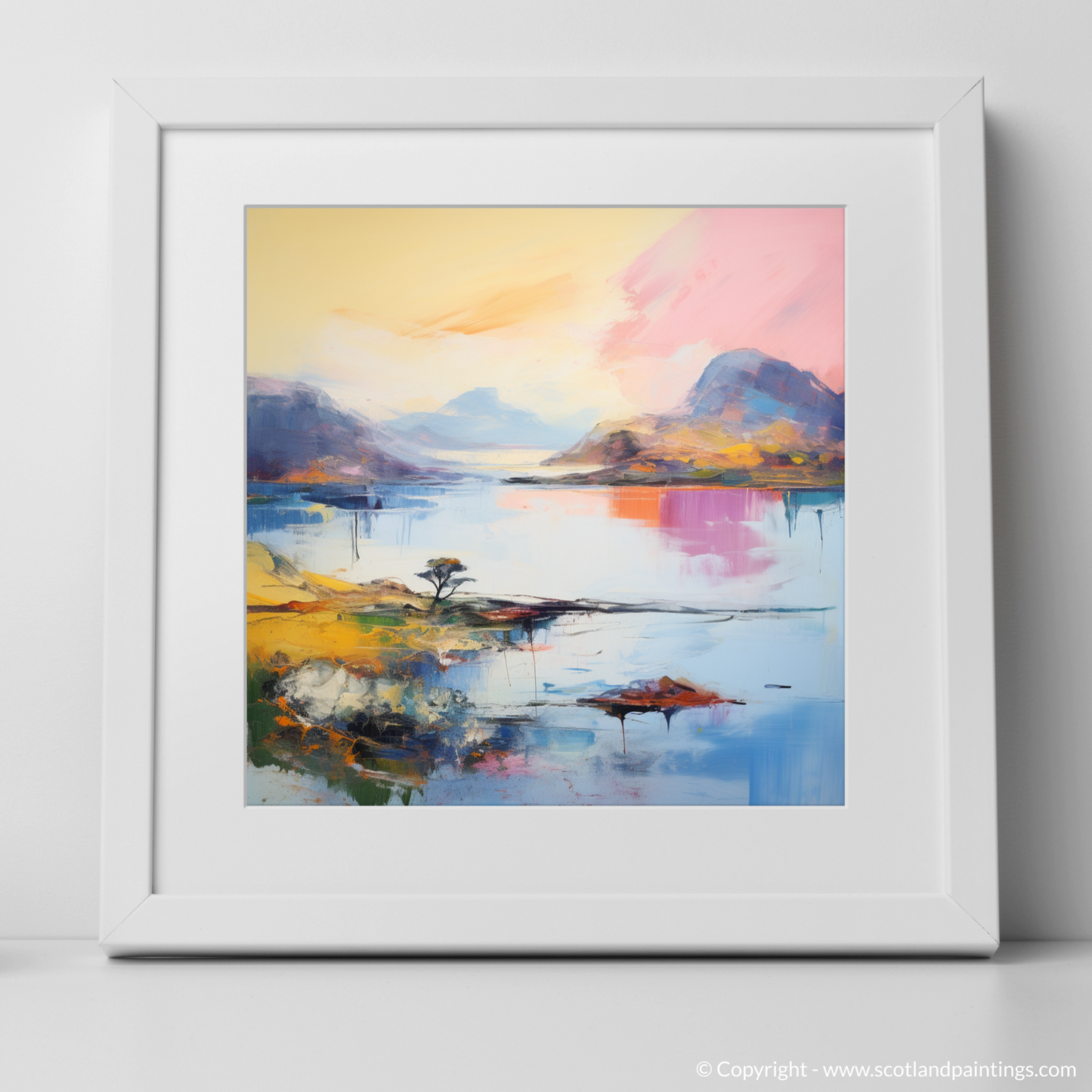 Art Print of Loch Morar, Highlands in summer with a white frame