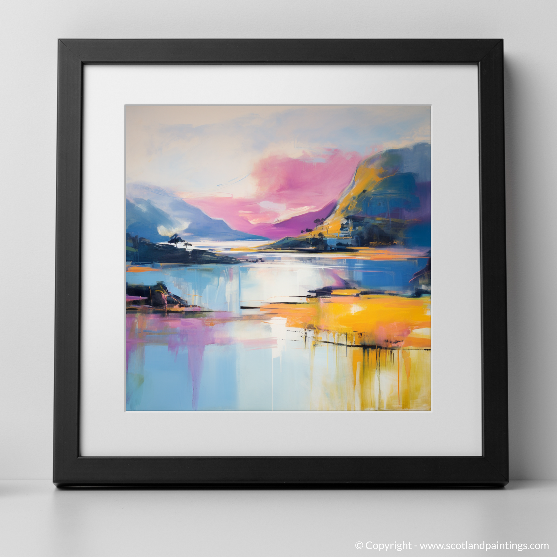 Art Print of Loch Morar, Highlands in summer with a black frame