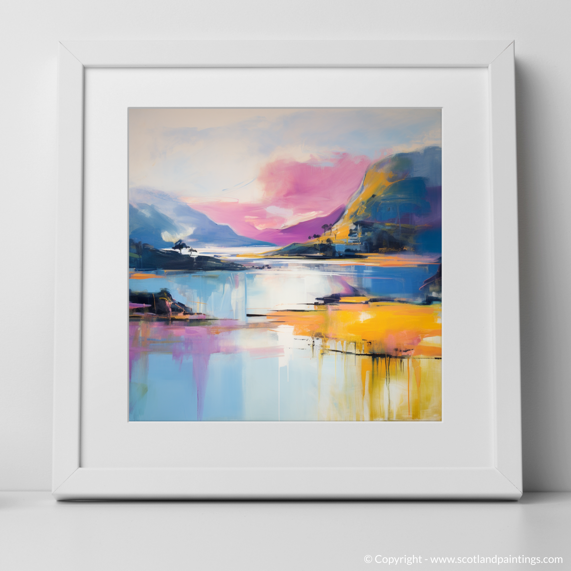 Art Print of Loch Morar, Highlands in summer with a white frame