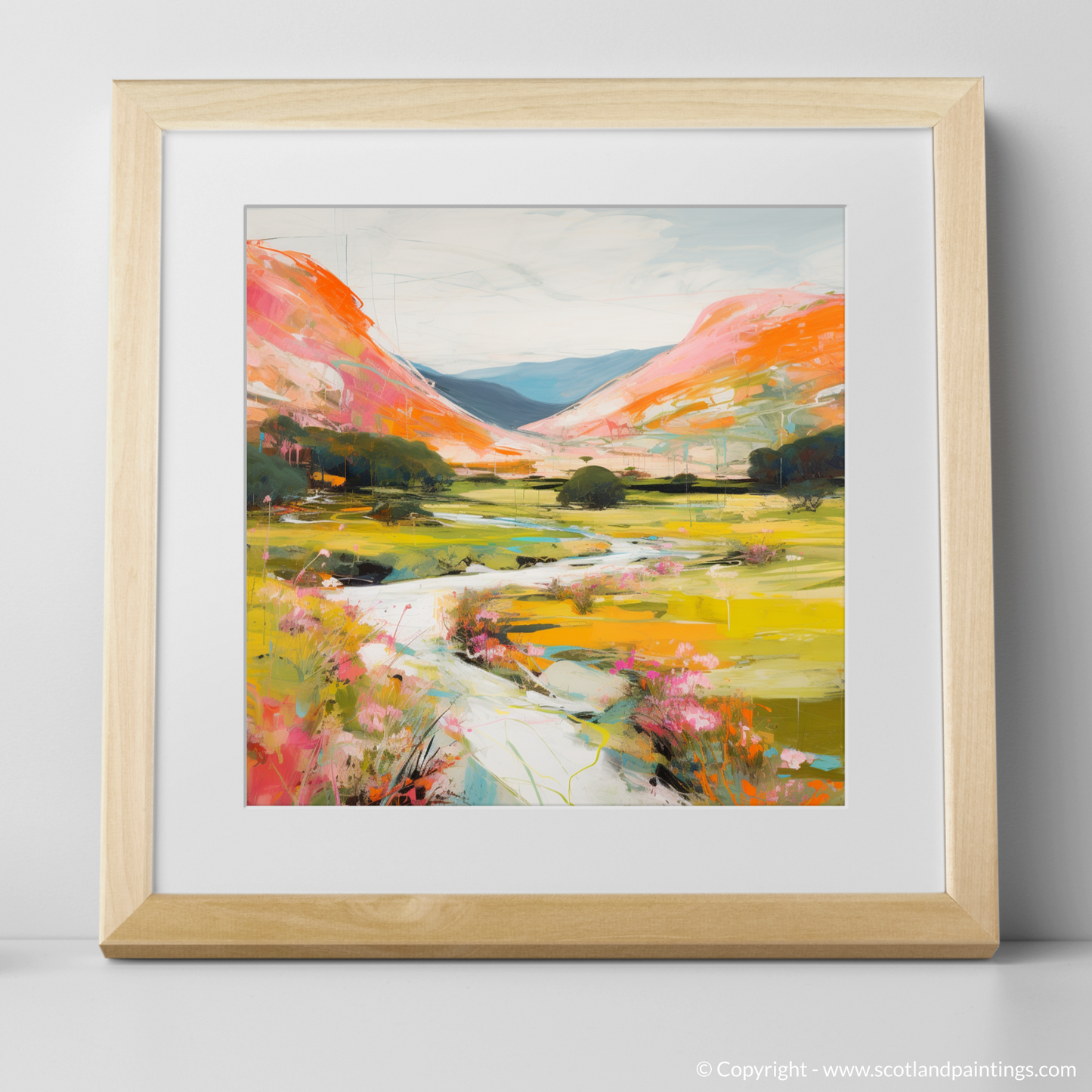 Art Print of Glen Roy, Highlands in summer with a natural frame