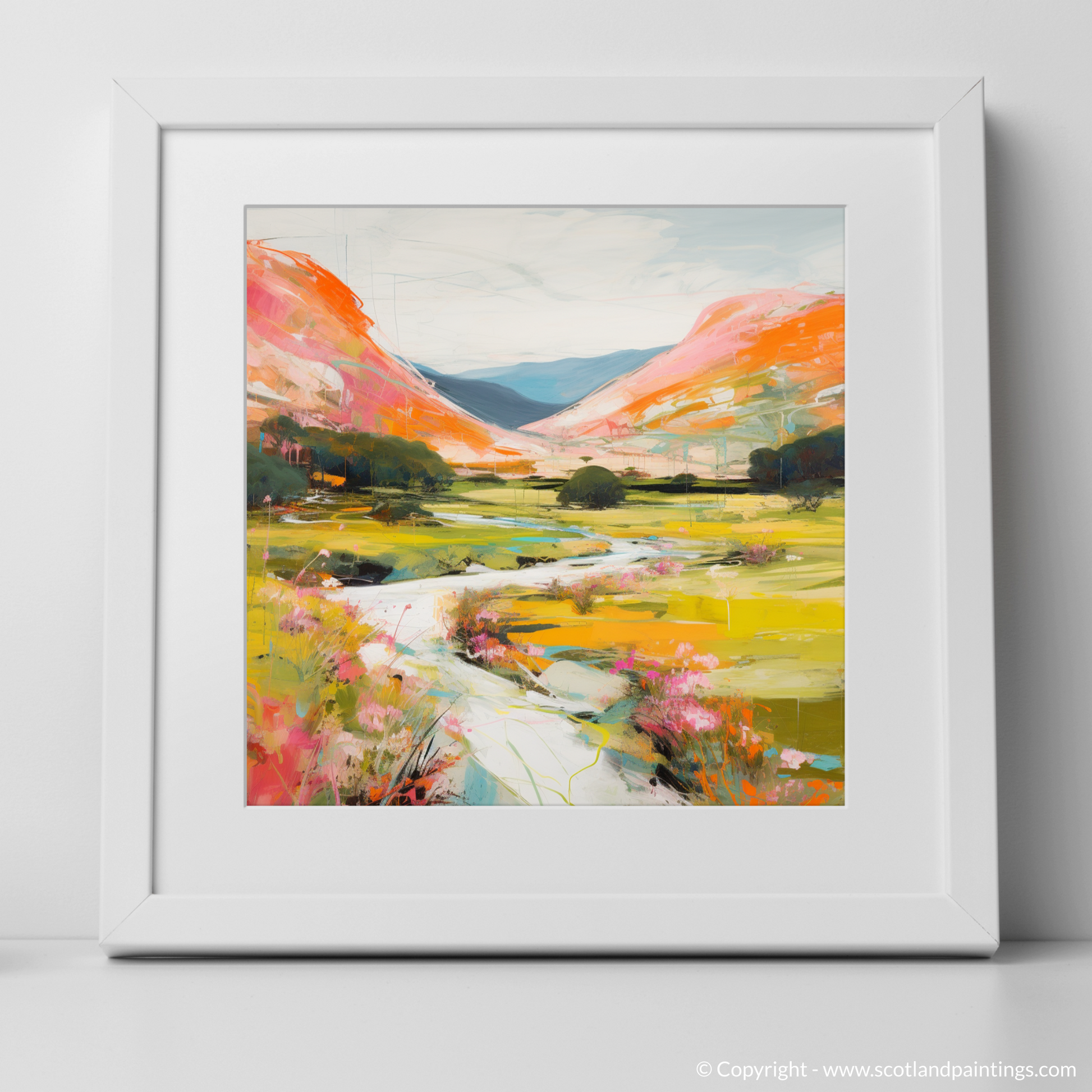 Art Print of Glen Roy, Highlands in summer with a white frame
