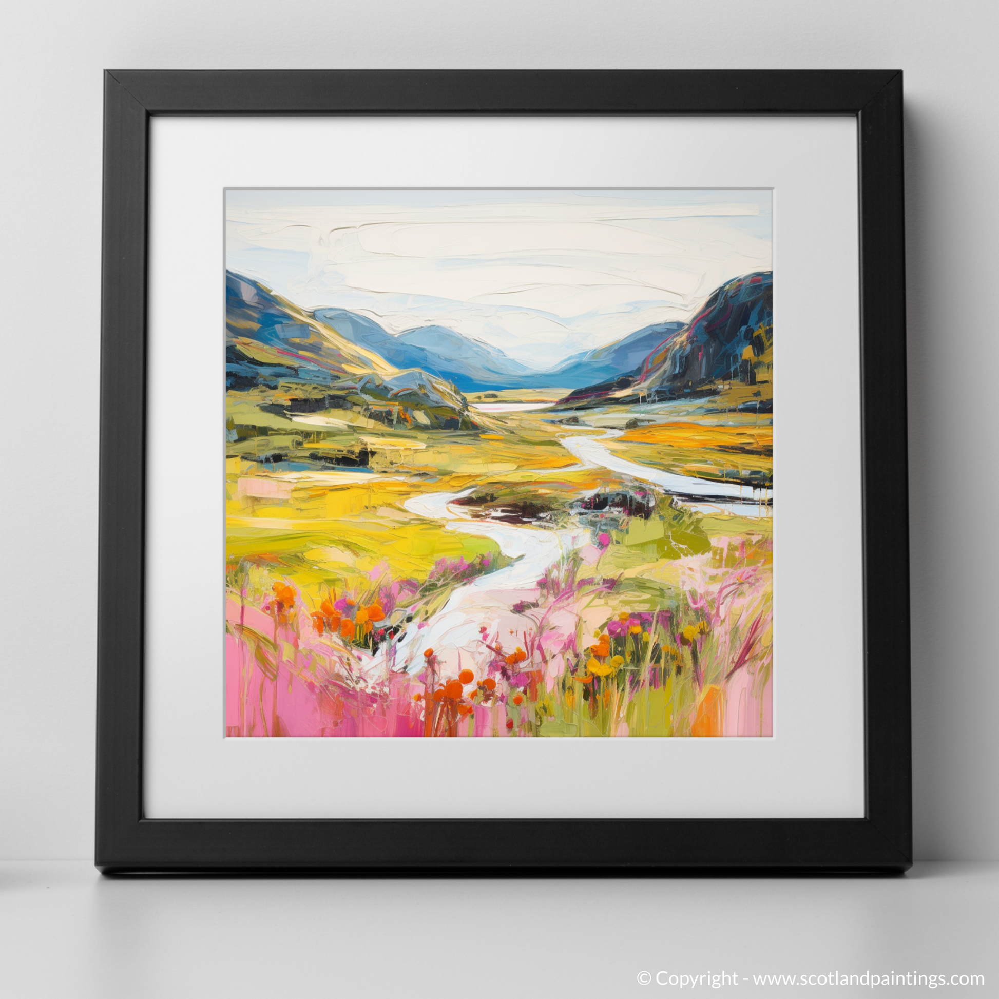 Art Print of Glen Roy, Highlands in summer with a black frame