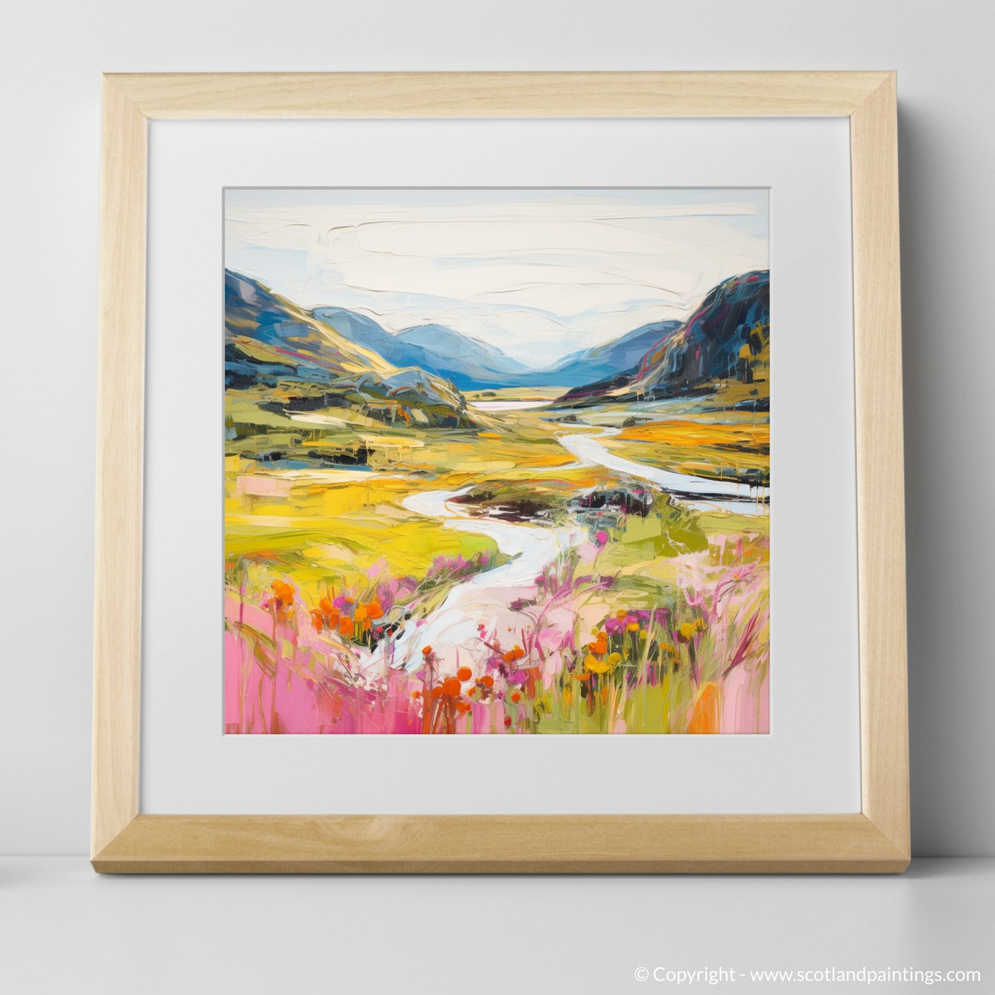 Art Print of Glen Roy, Highlands in summer with a natural frame