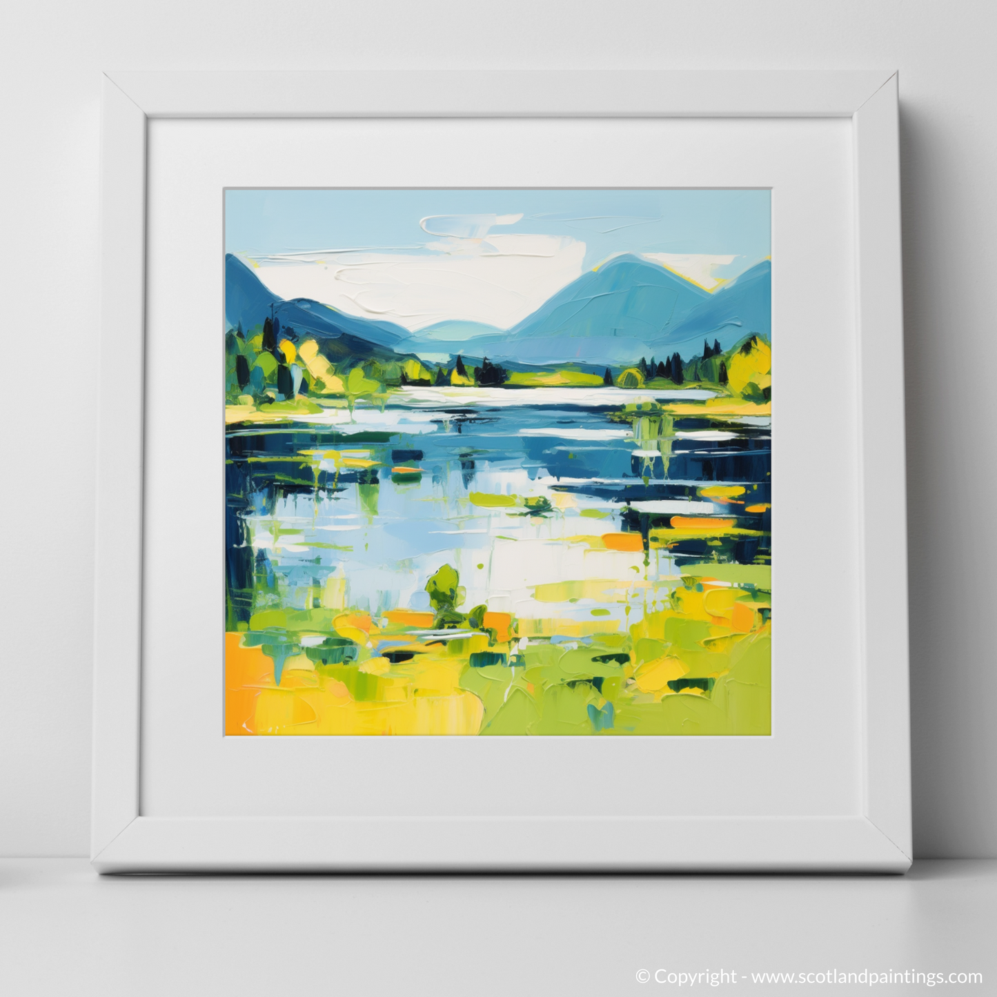 Painting and Art Print of Loch Achray in summer. Abstract Serenade of Loch Achray in Summer Splendour.