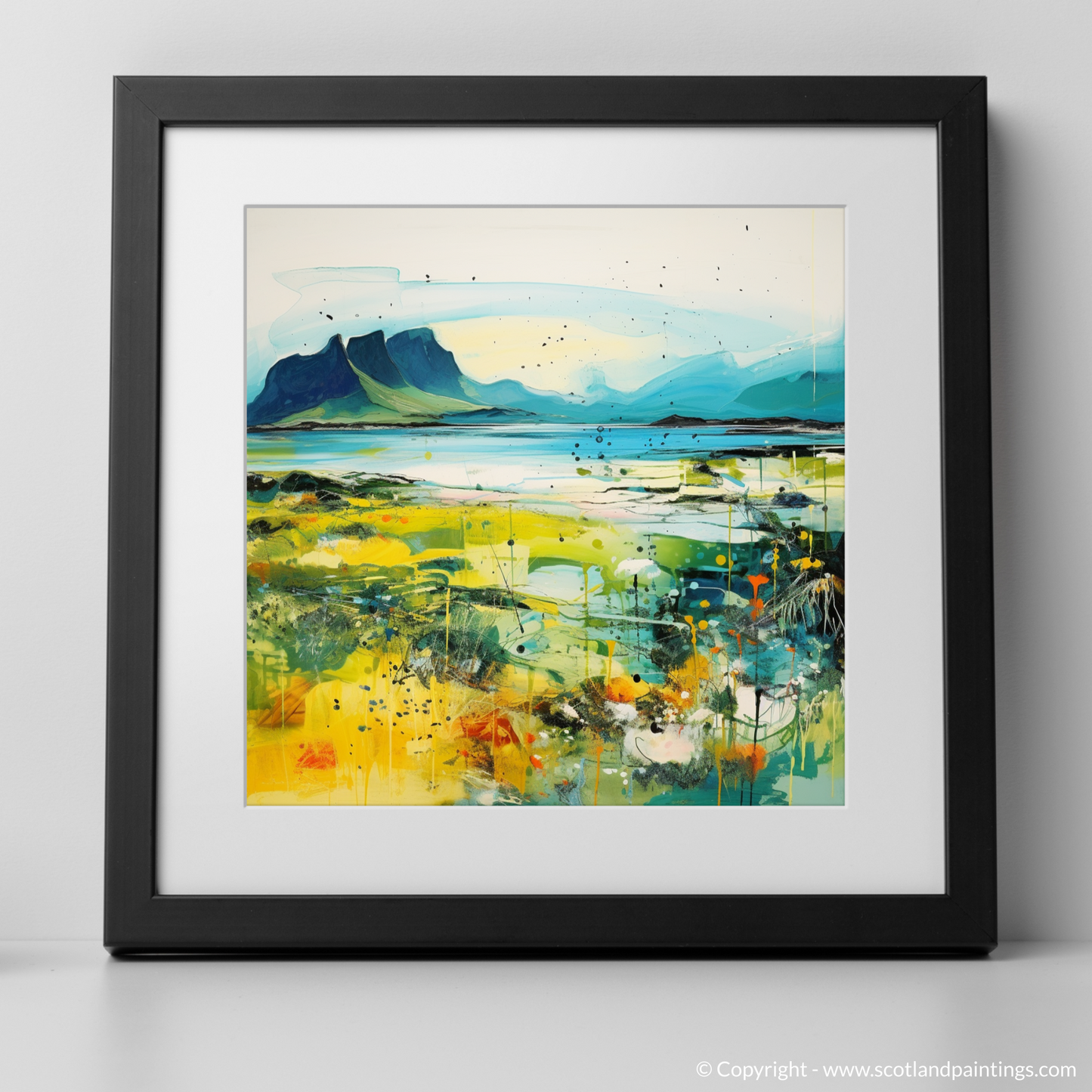 Art Print of Isle of Eigg, Inner Hebrides in summer with a black frame