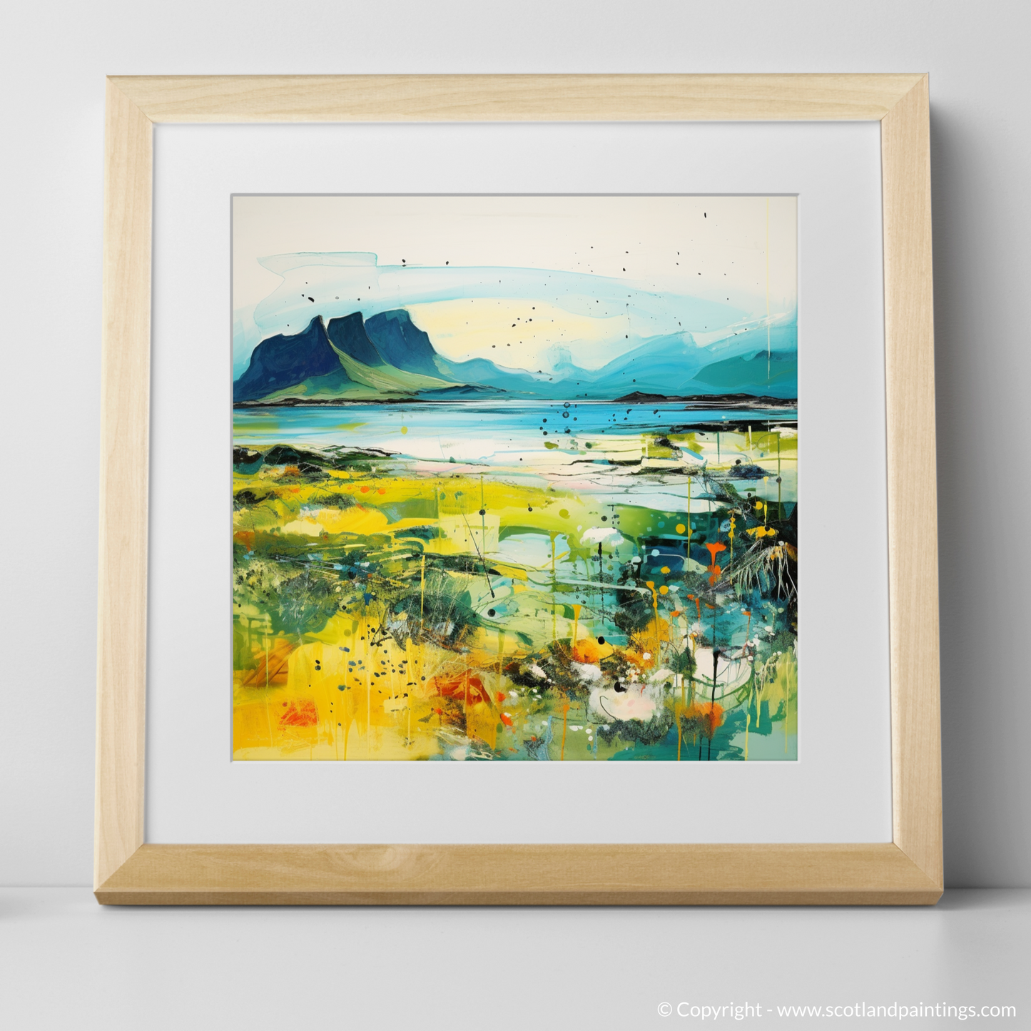 Art Print of Isle of Eigg, Inner Hebrides in summer with a natural frame