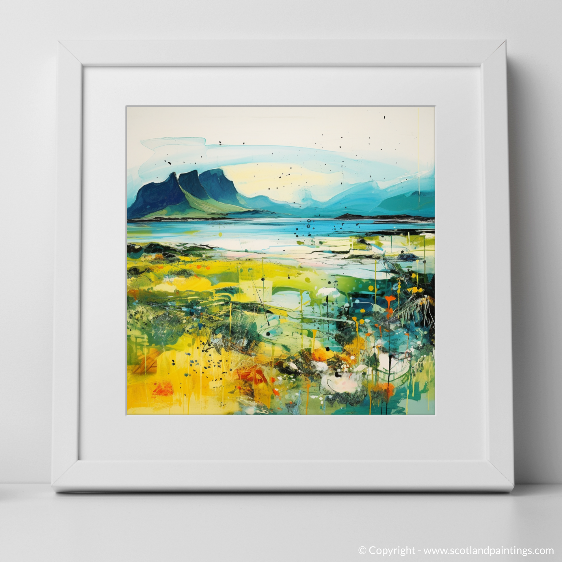 Art Print of Isle of Eigg, Inner Hebrides in summer with a white frame