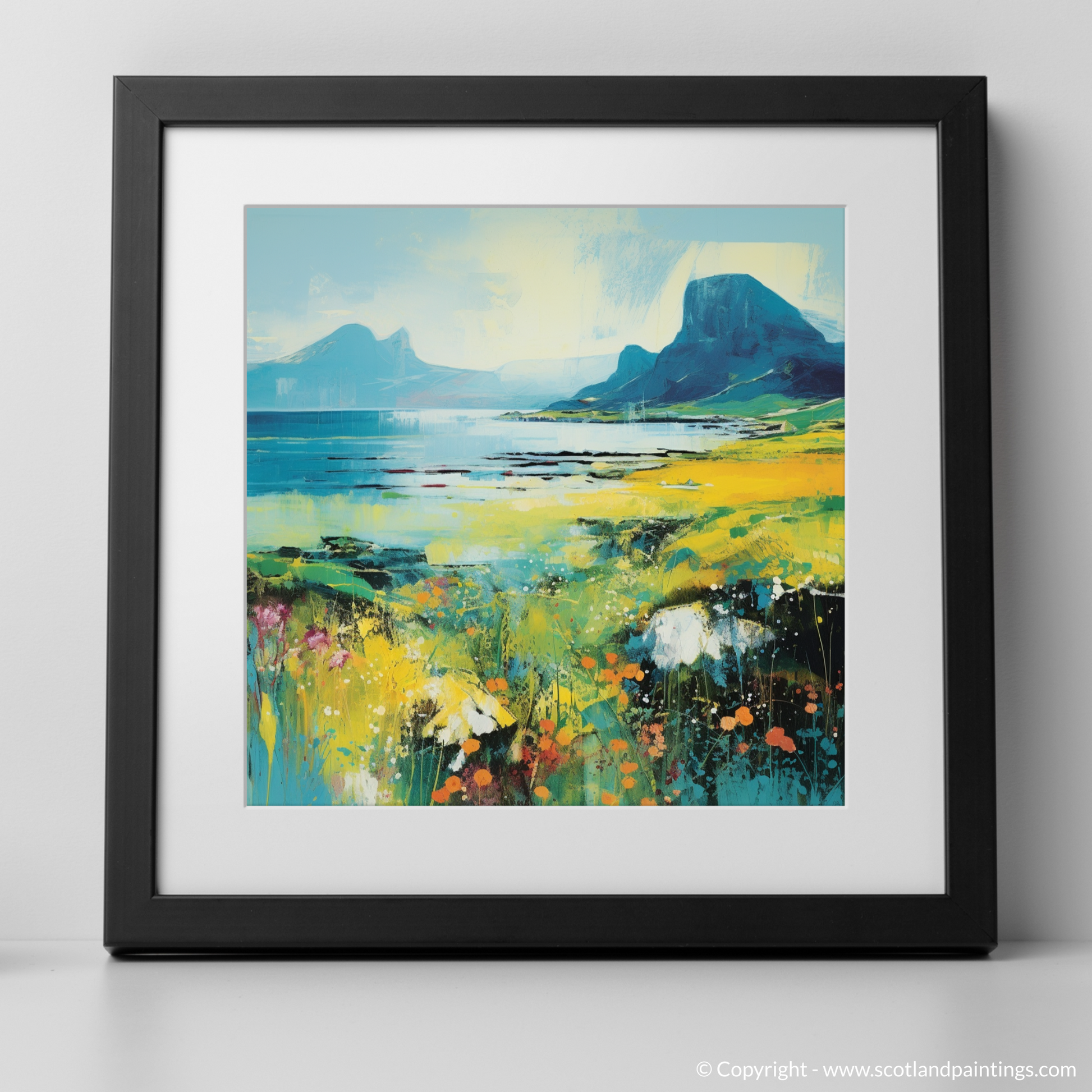 Art Print of Isle of Eigg, Inner Hebrides in summer with a black frame