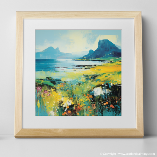 Art Print of Isle of Eigg, Inner Hebrides in summer with a natural frame