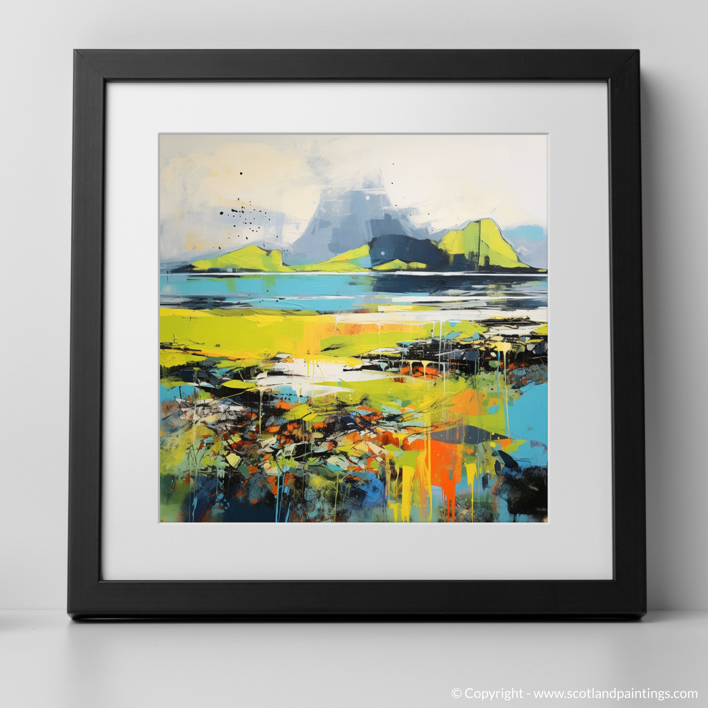 Art Print of Isle of Eigg, Inner Hebrides in summer with a black frame