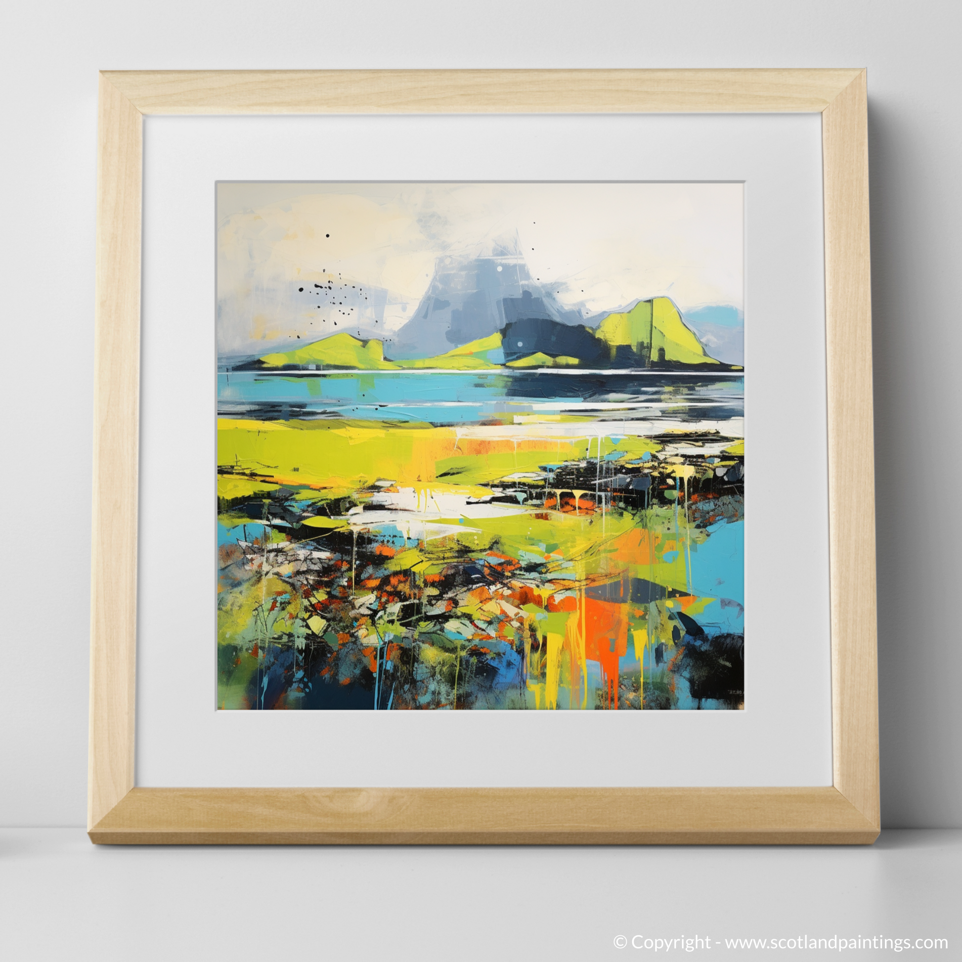 Art Print of Isle of Eigg, Inner Hebrides in summer with a natural frame