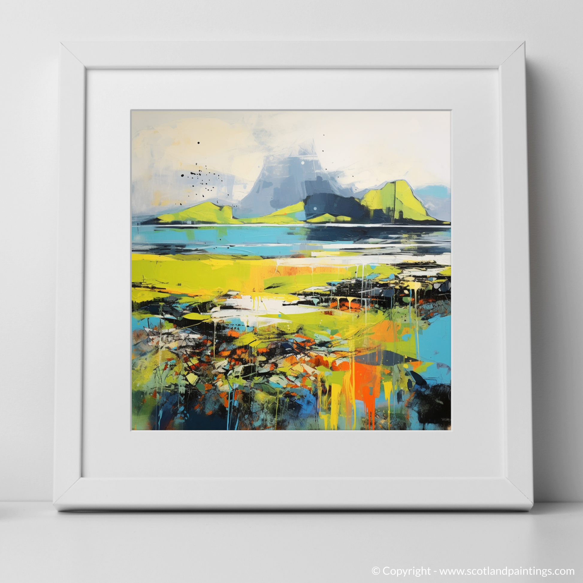 Art Print of Isle of Eigg, Inner Hebrides in summer with a white frame