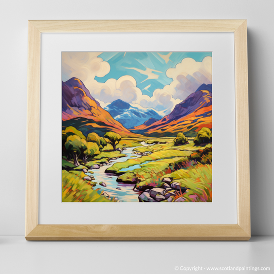 Art Print of Glen Garry, Highlands in summer with a natural frame