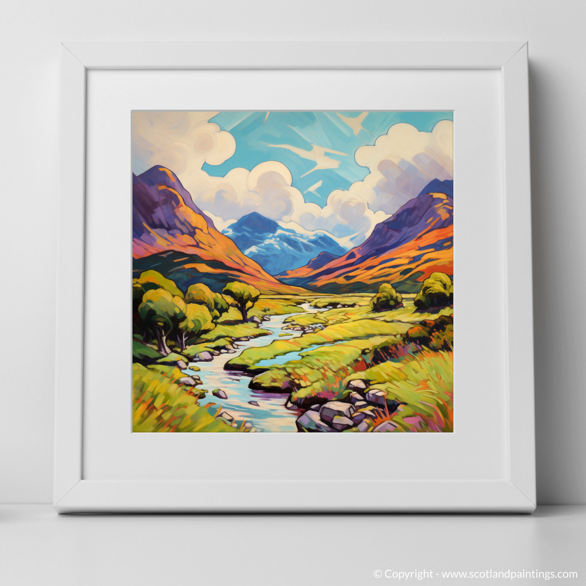 Art Print of Glen Garry, Highlands in summer with a white frame