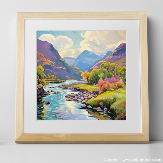 Art Print of River in Glencoe during summer with a natural frame