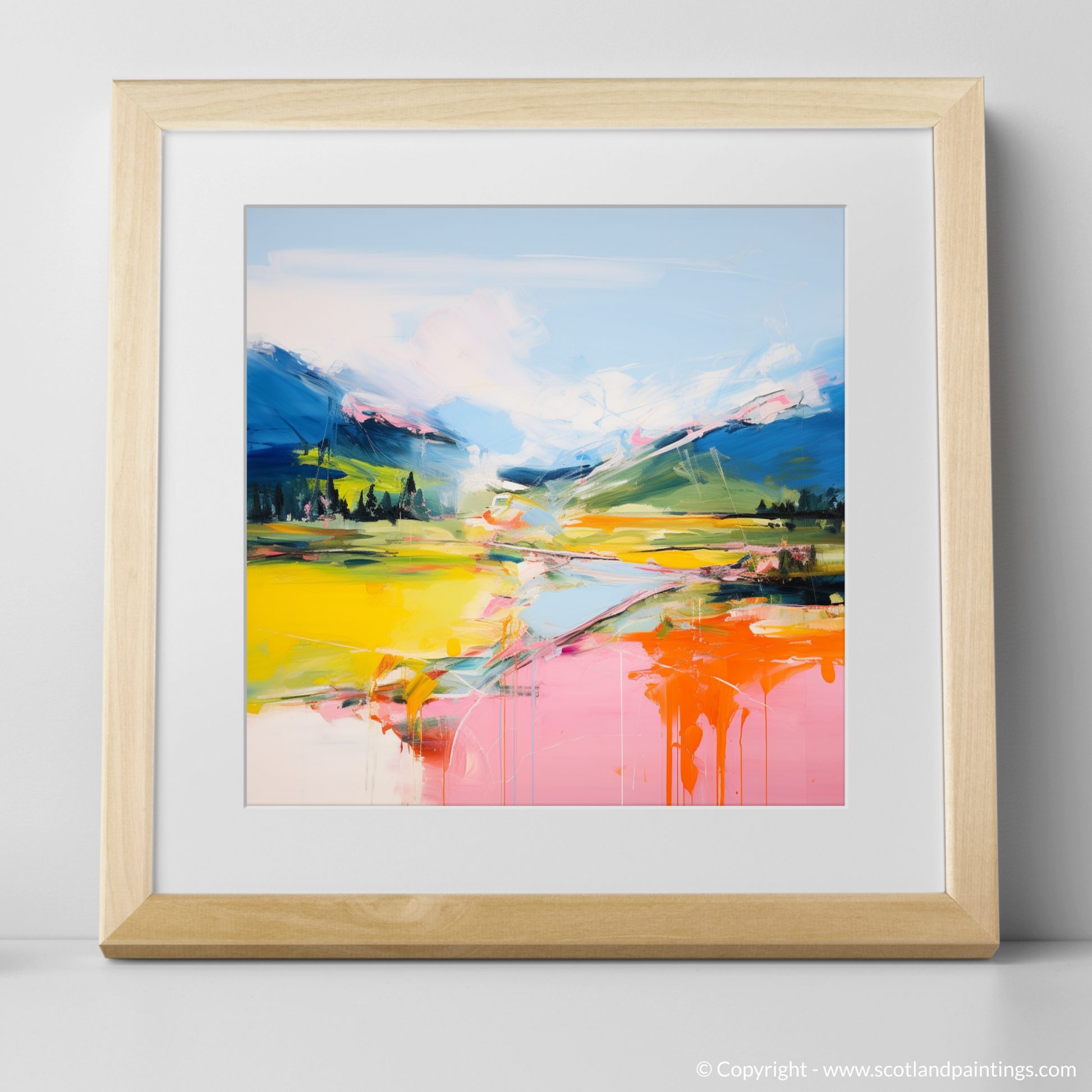 Art Print of Glen Esk, Angus in summer with a natural frame