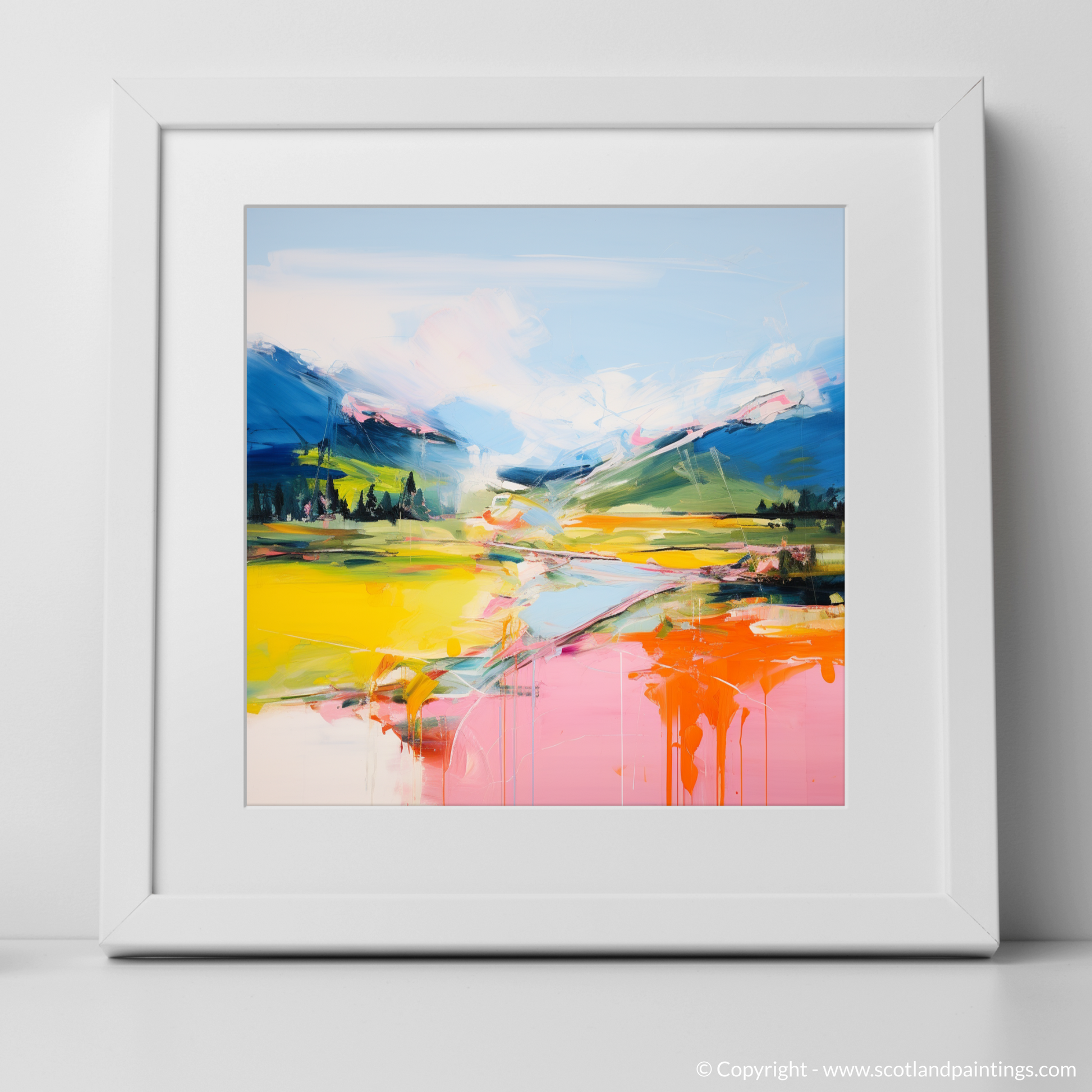 Art Print of Glen Esk, Angus in summer with a white frame