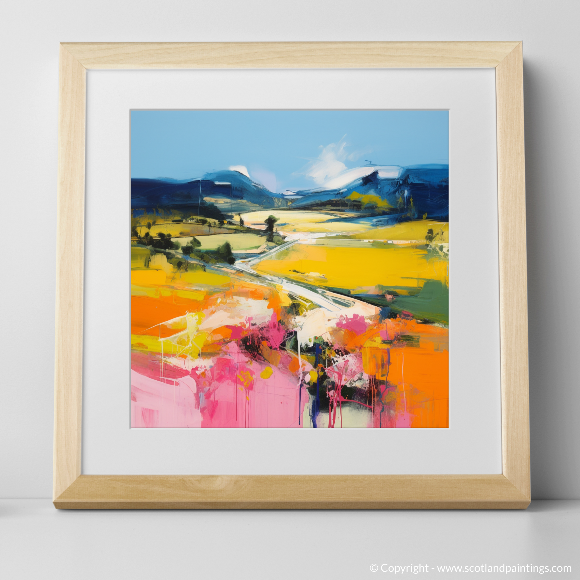 Art Print of Glen Esk, Angus in summer with a natural frame