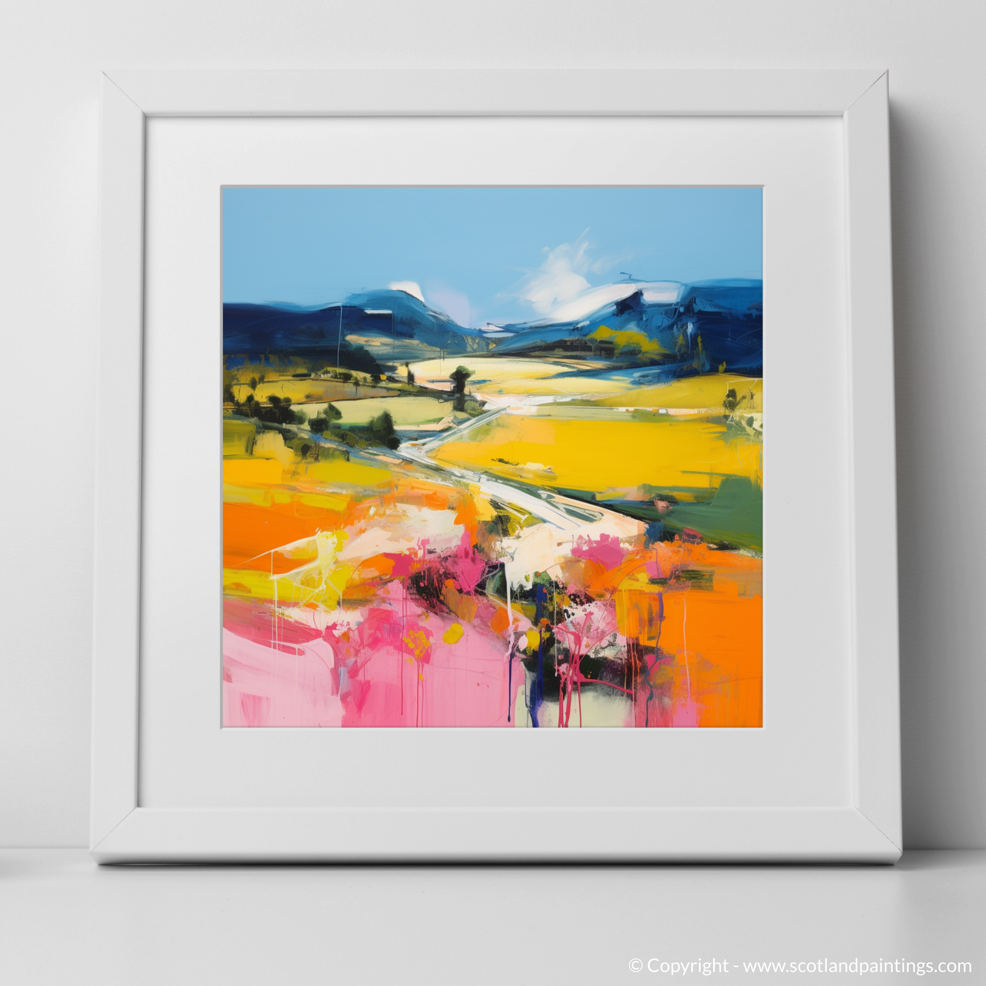 Art Print of Glen Esk, Angus in summer with a white frame