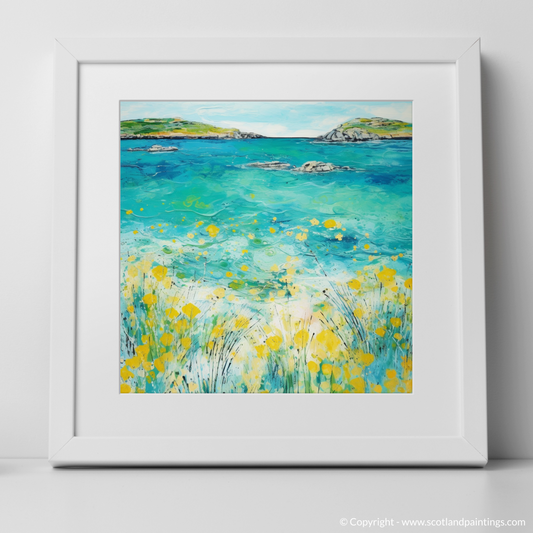 Art Print of Isle of Barra, Outer Hebrides in summer with a white frame