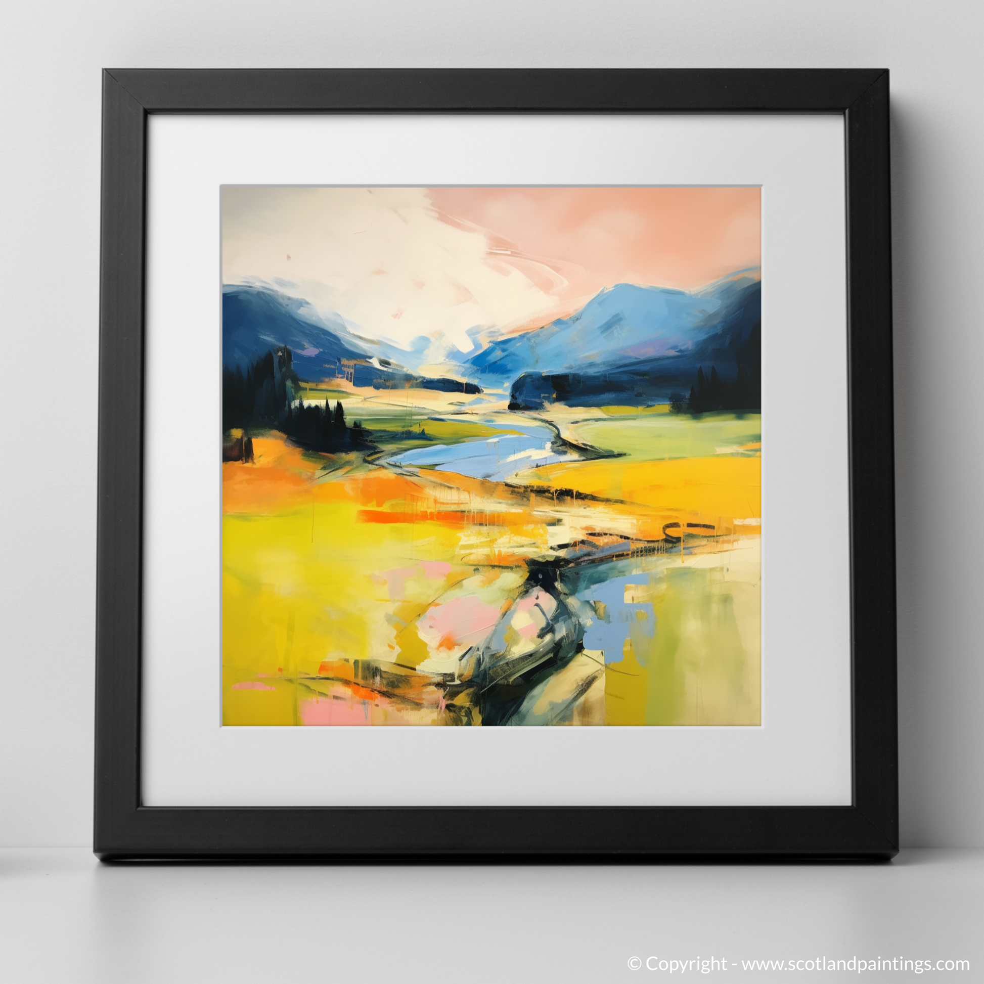 Art Print of Glen Tilt, Perthshire in summer with a black frame