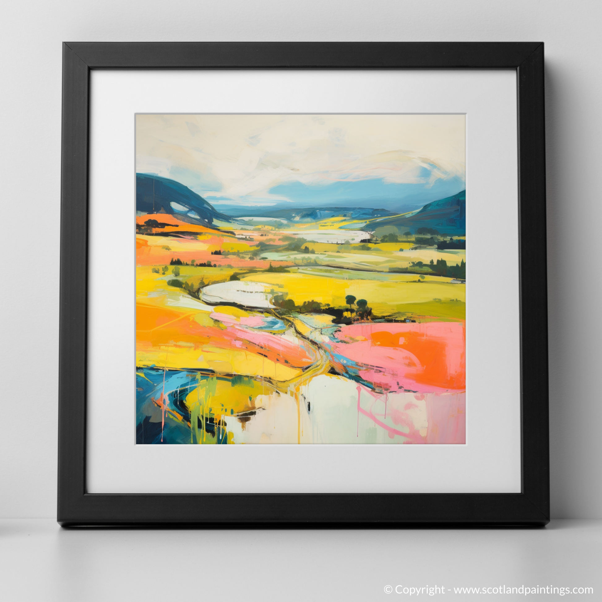 Art Print of Glen Tilt, Perthshire in summer with a black frame