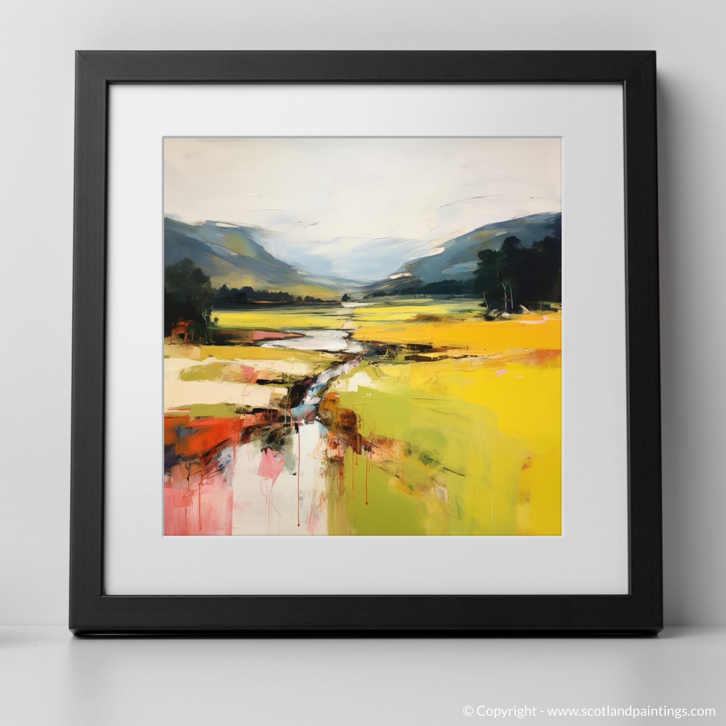 Art Print of Glen Tilt, Perthshire in summer with a black frame