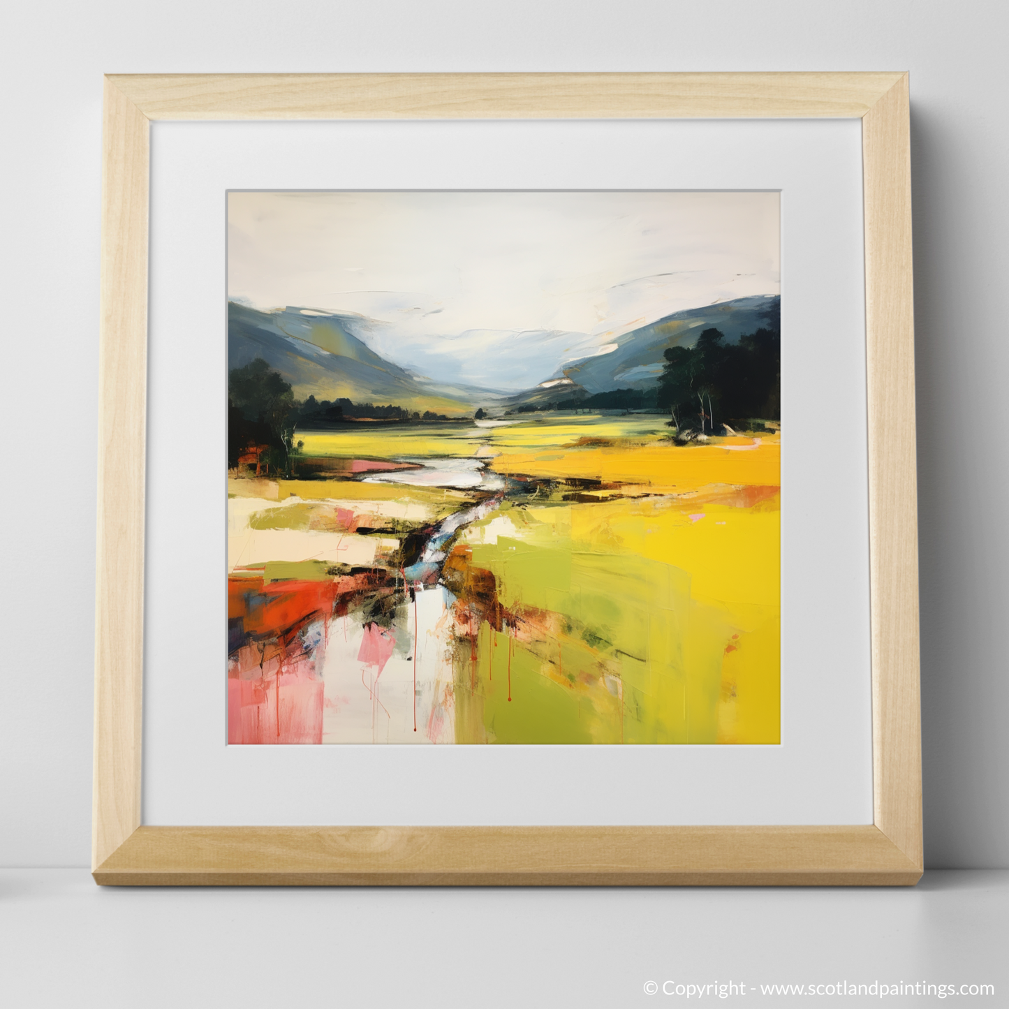 Art Print of Glen Tilt, Perthshire in summer with a natural frame