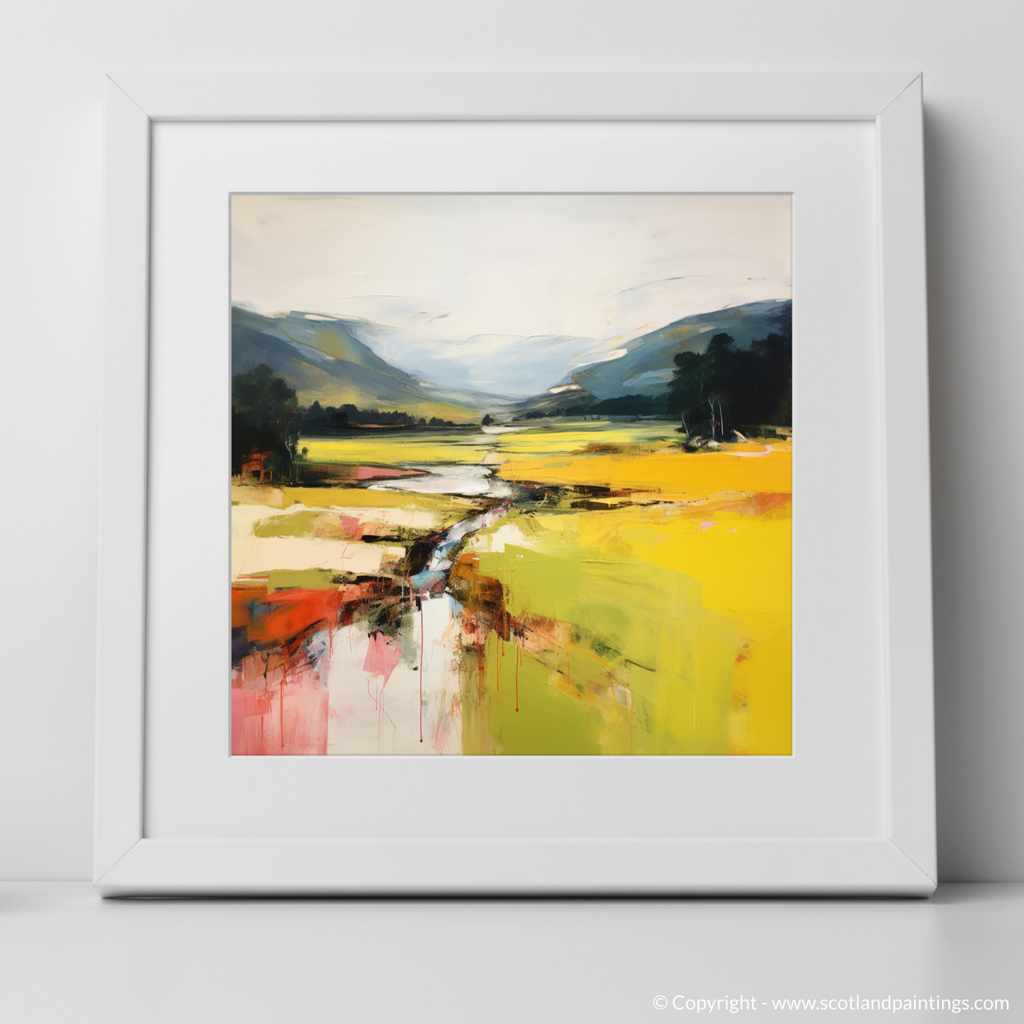 Art Print of Glen Tilt, Perthshire in summer with a white frame