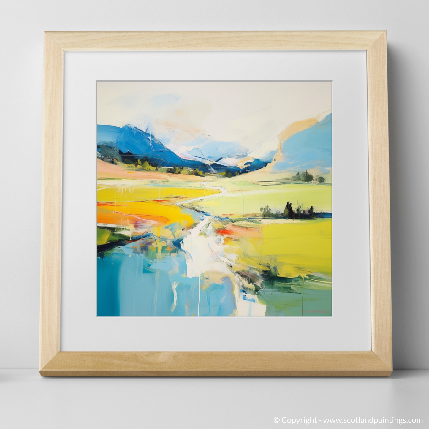 Art Print of Glen Tilt, Perthshire in summer with a natural frame