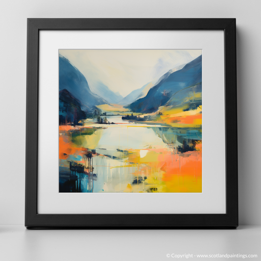 Art Print of Glenfinnan, Highlands in summer with a black frame