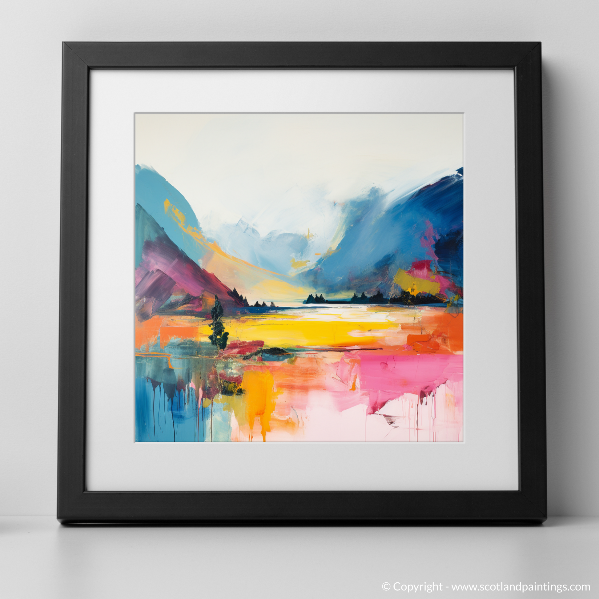 Art Print of Glenfinnan, Highlands in summer with a black frame