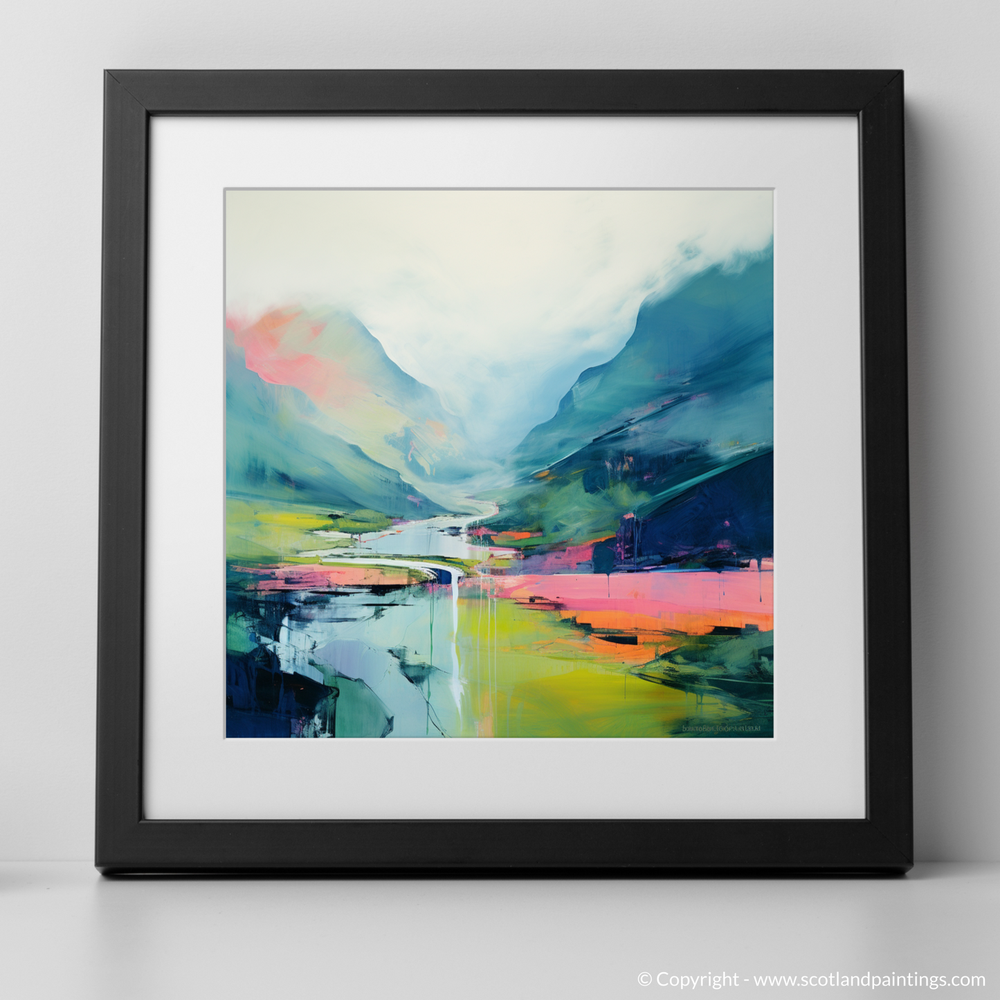 Art Print of Glenfinnan, Highlands in summer with a black frame