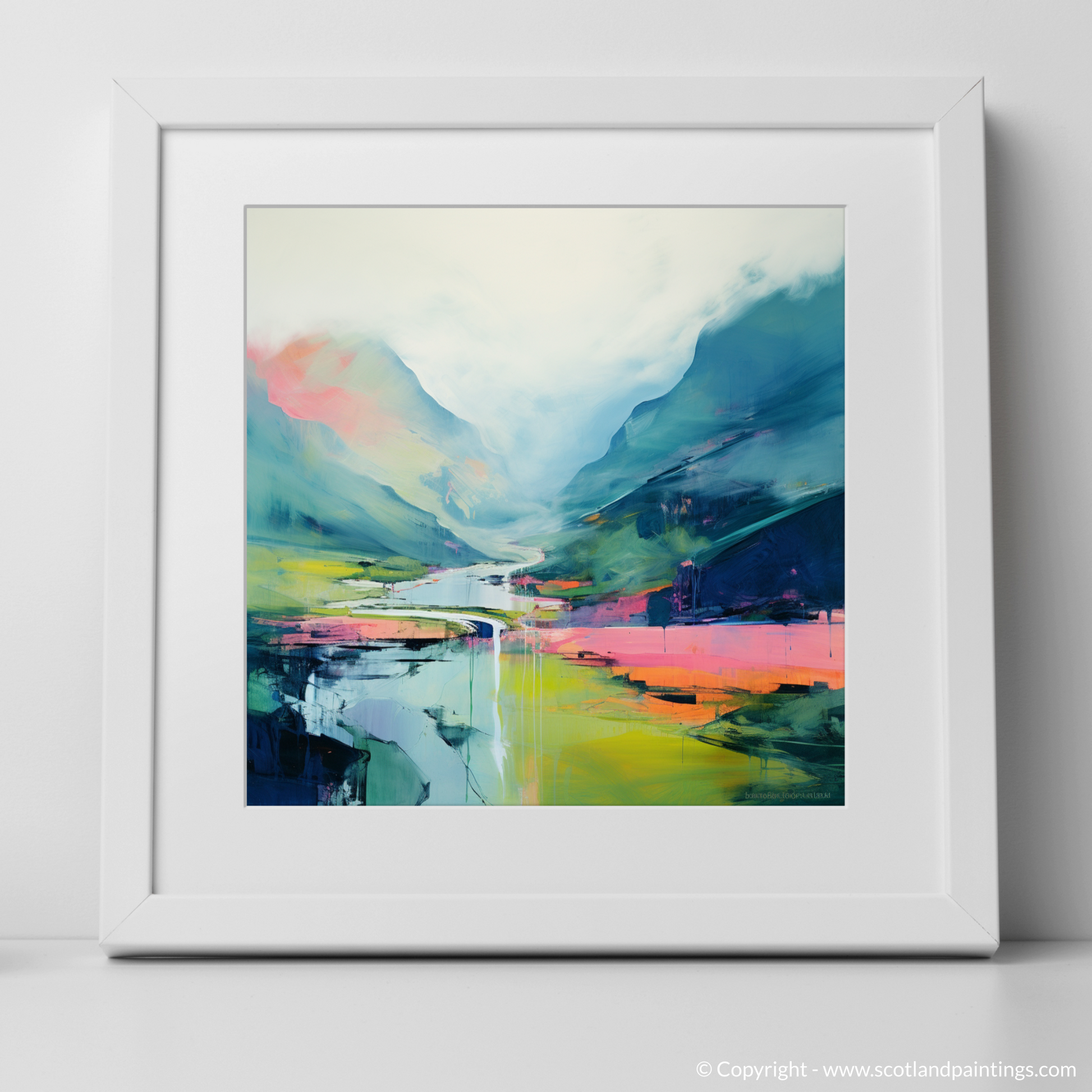 Art Print of Glenfinnan, Highlands in summer with a white frame