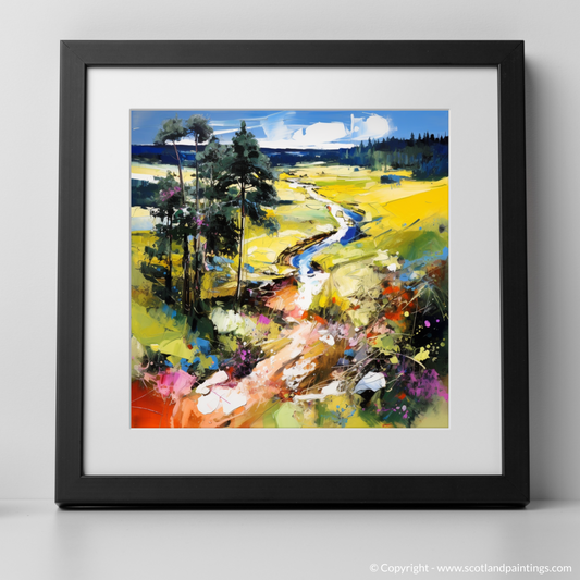 Art Print of Glen Tanar, Aberdeenshire in summer with a black frame