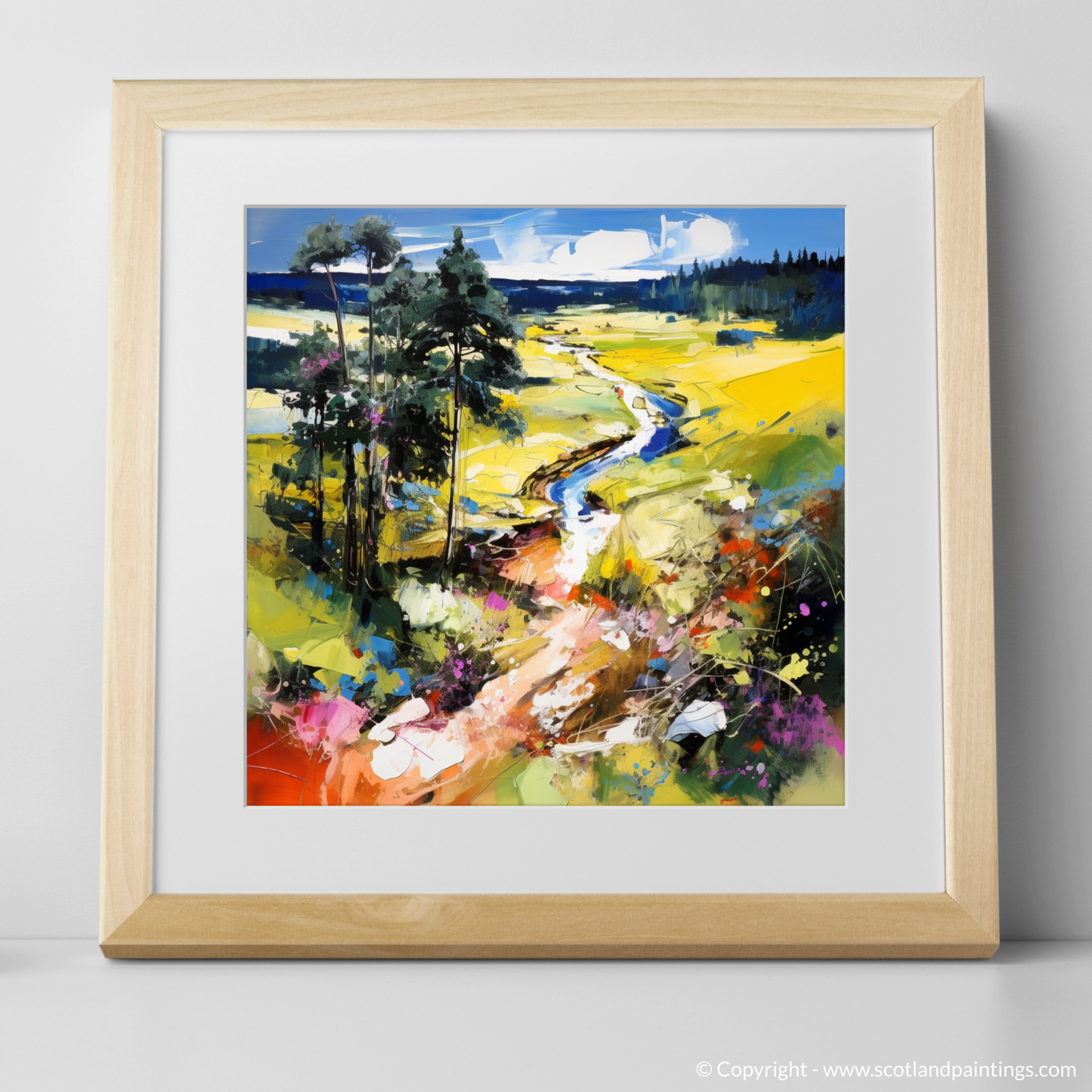 Art Print of Glen Tanar, Aberdeenshire in summer with a natural frame