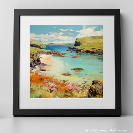 Art Print of Calgary Bay, Isle of Mull in summer with a black frame