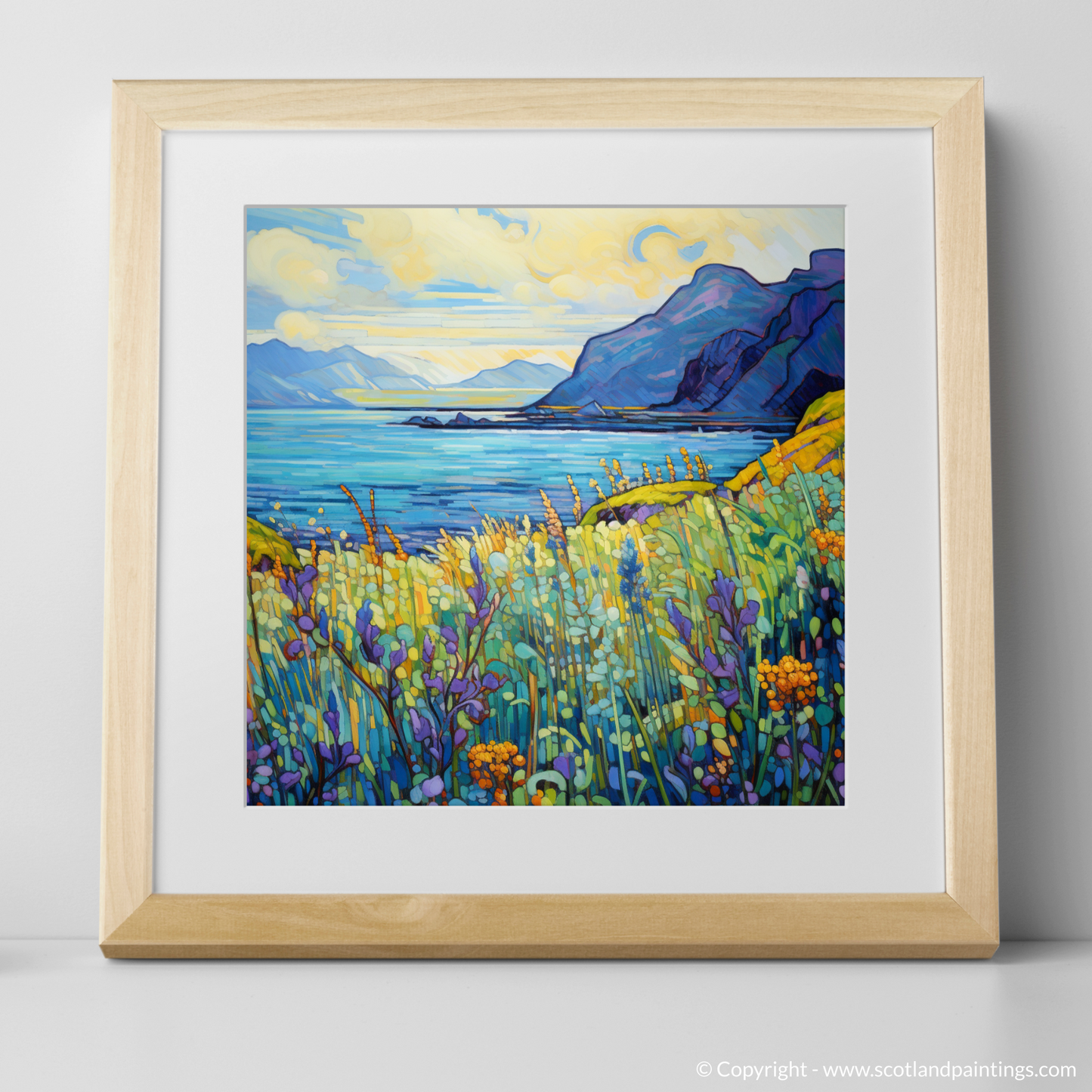 Art Print of Isle of Canna, Inner Hebrides in summer with a natural frame