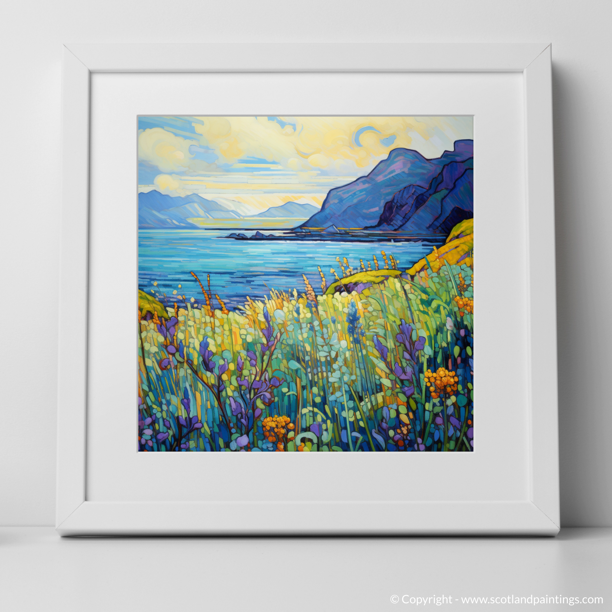 Art Print of Isle of Canna, Inner Hebrides in summer with a white frame