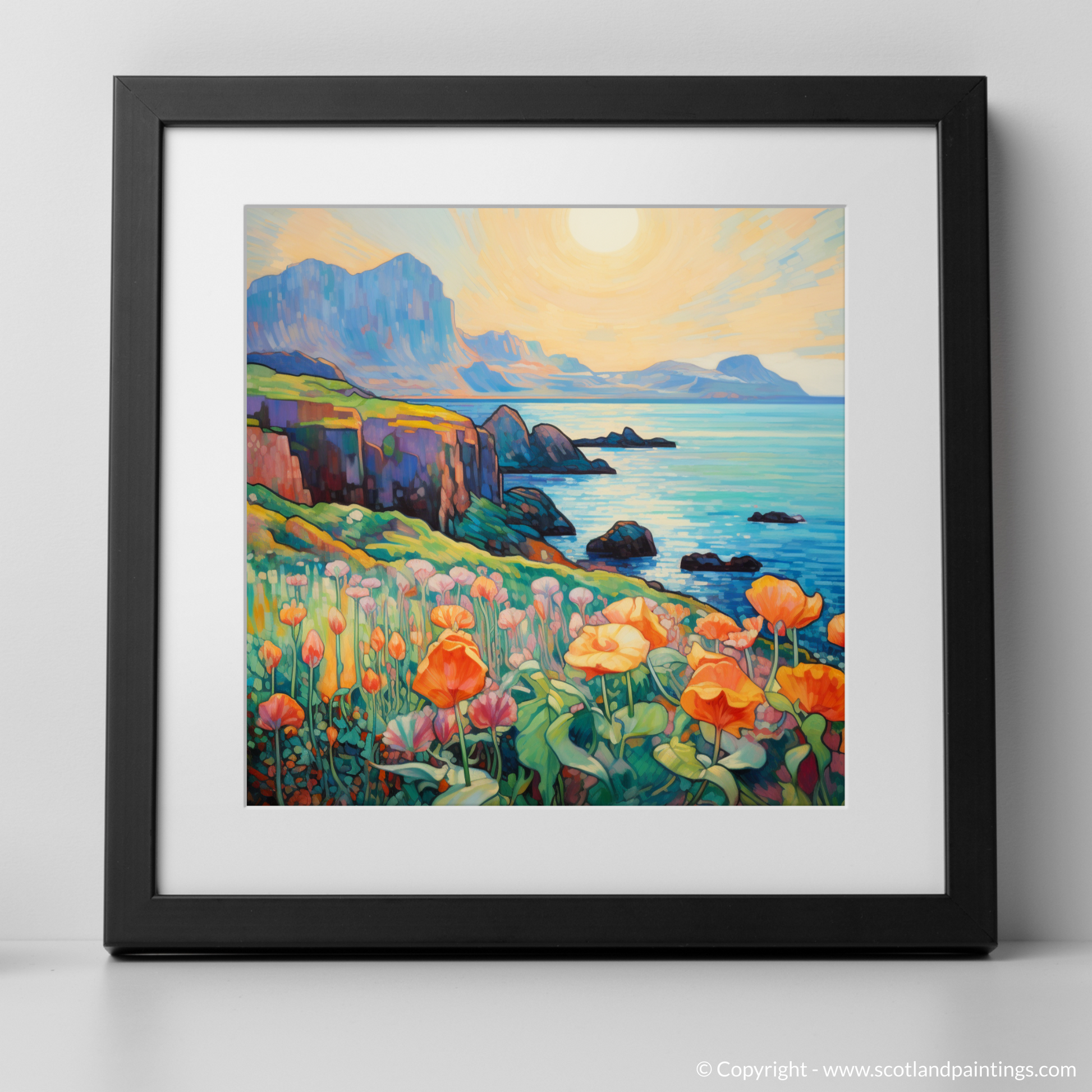 Art Print of Isle of Canna, Inner Hebrides in summer with a black frame