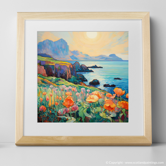 Art Print of Isle of Canna, Inner Hebrides in summer with a natural frame
