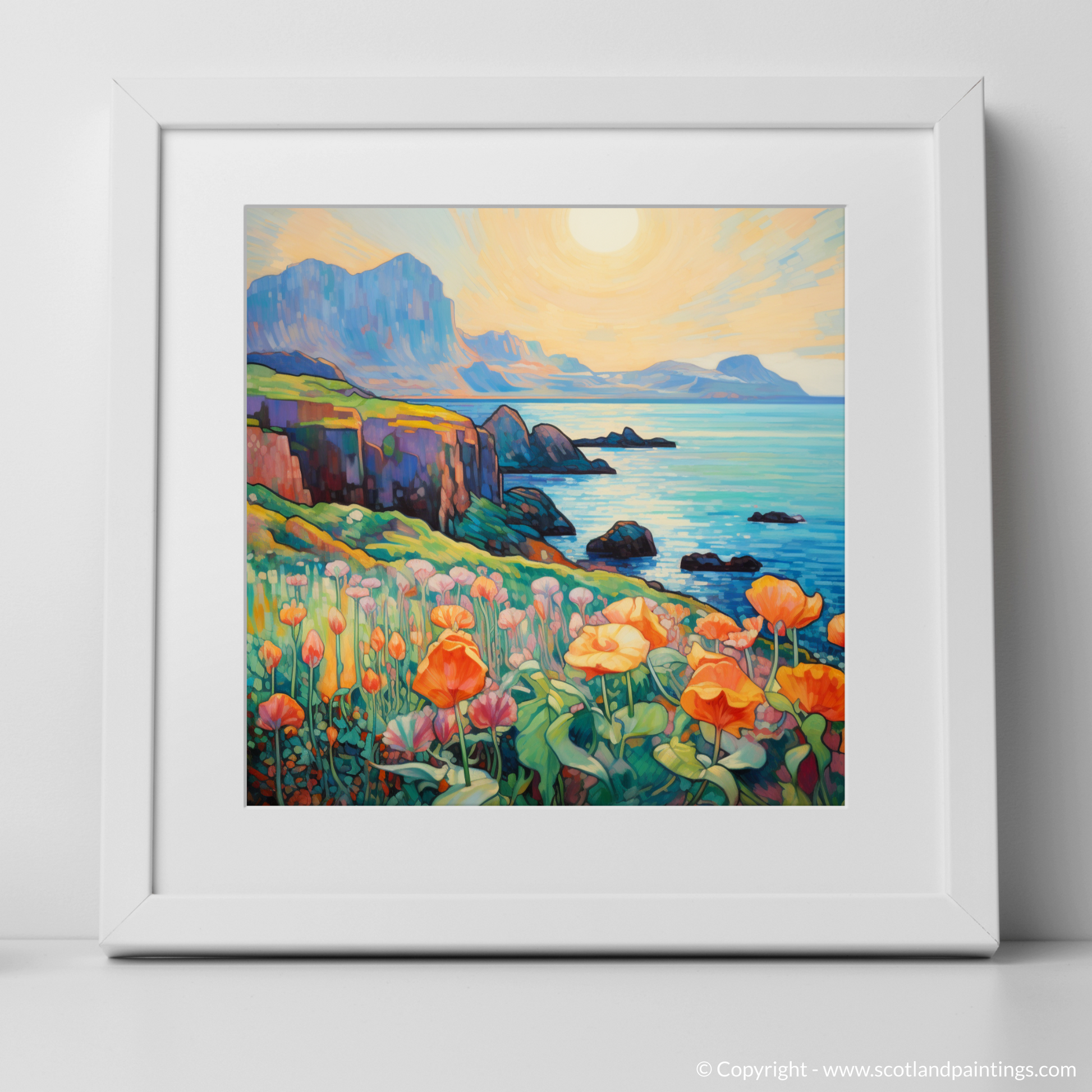 Art Print of Isle of Canna, Inner Hebrides in summer with a white frame