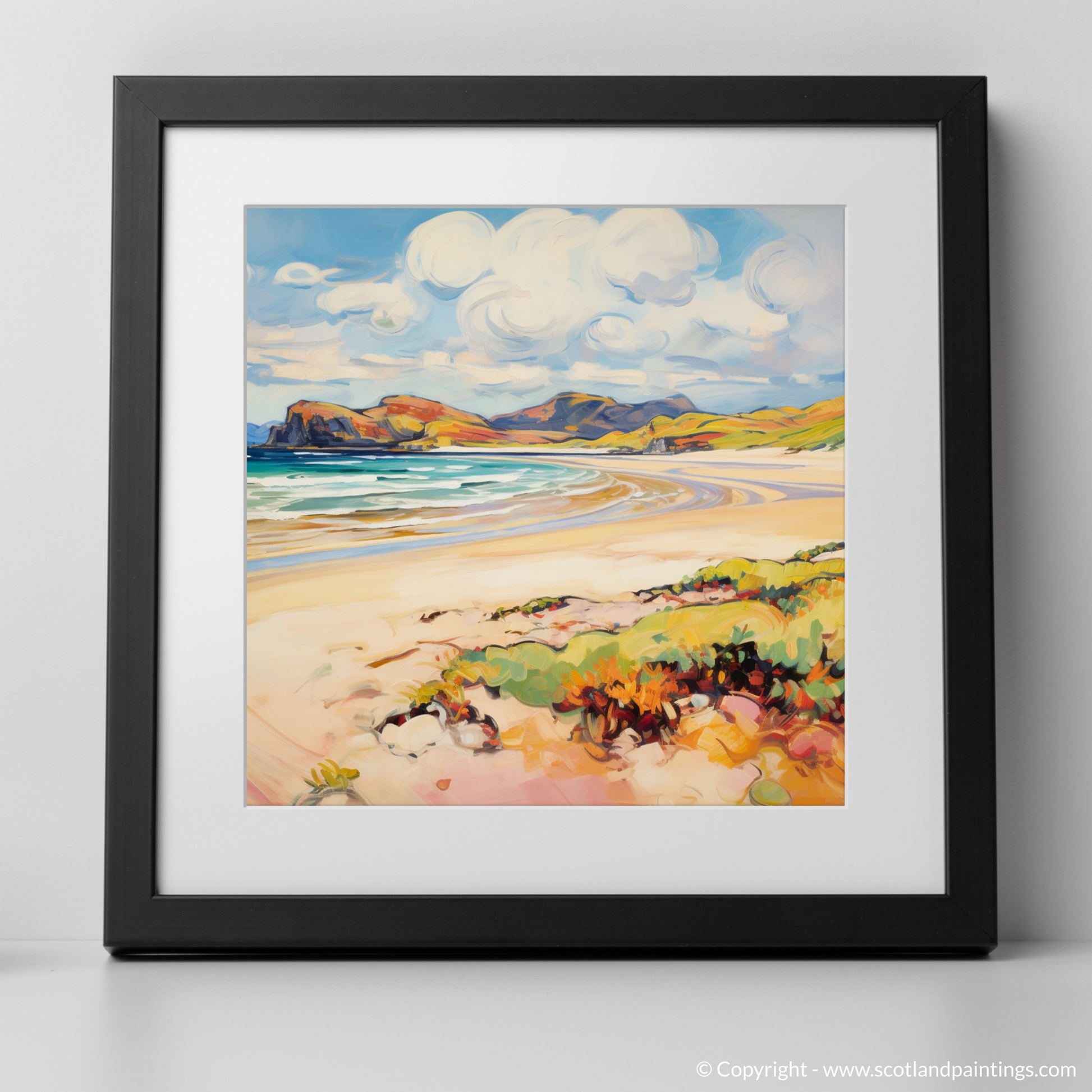 Art Print of Sandwood Bay, Sutherland in summer with a black frame