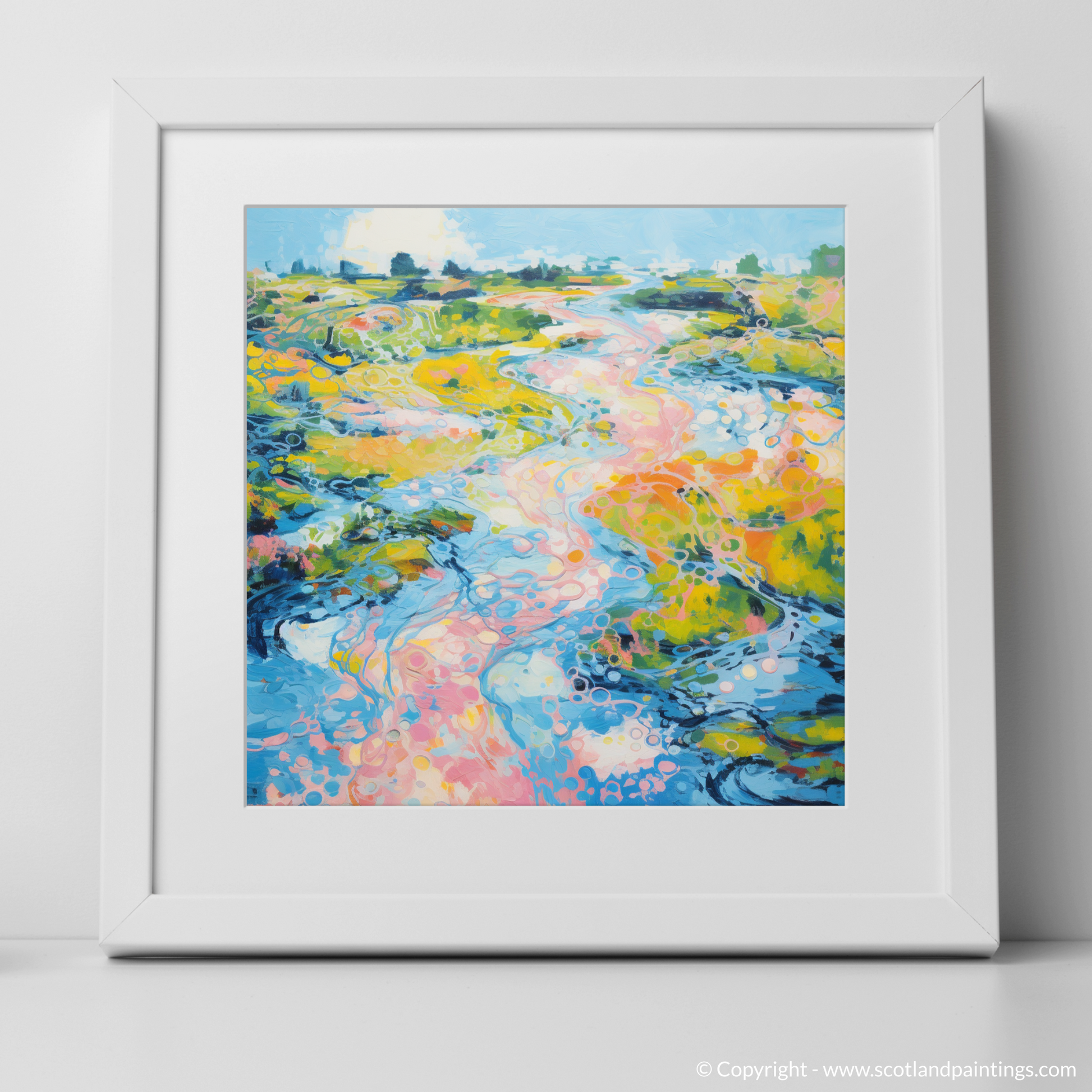 Art Print of River Dee, Aberdeenshire in summer with a white frame