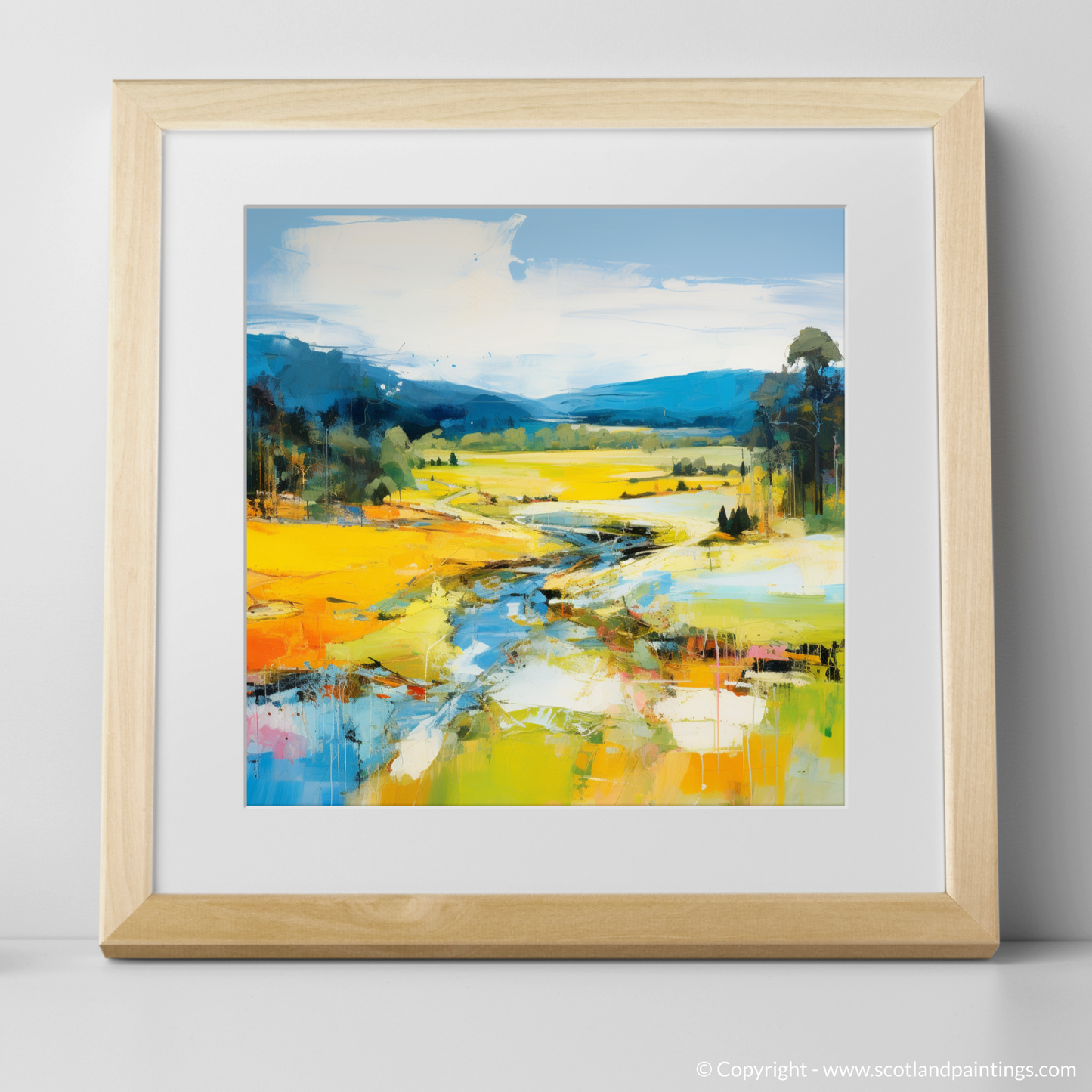 Art Print of Glen Tanar, Aberdeenshire in summer with a natural frame