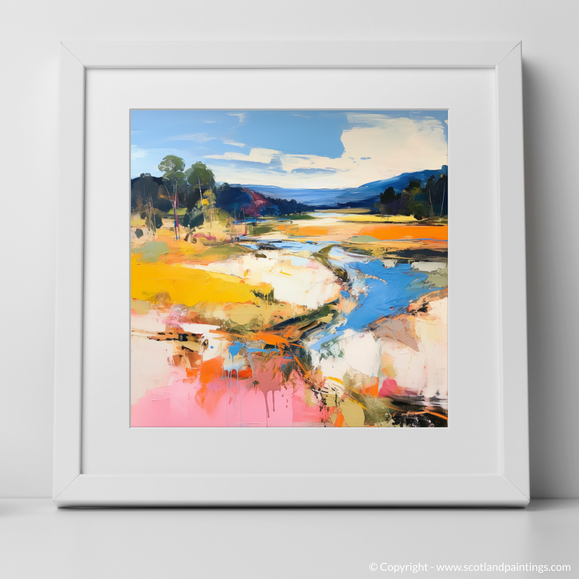 Art Print of Glen Tanar, Aberdeenshire in summer with a white frame