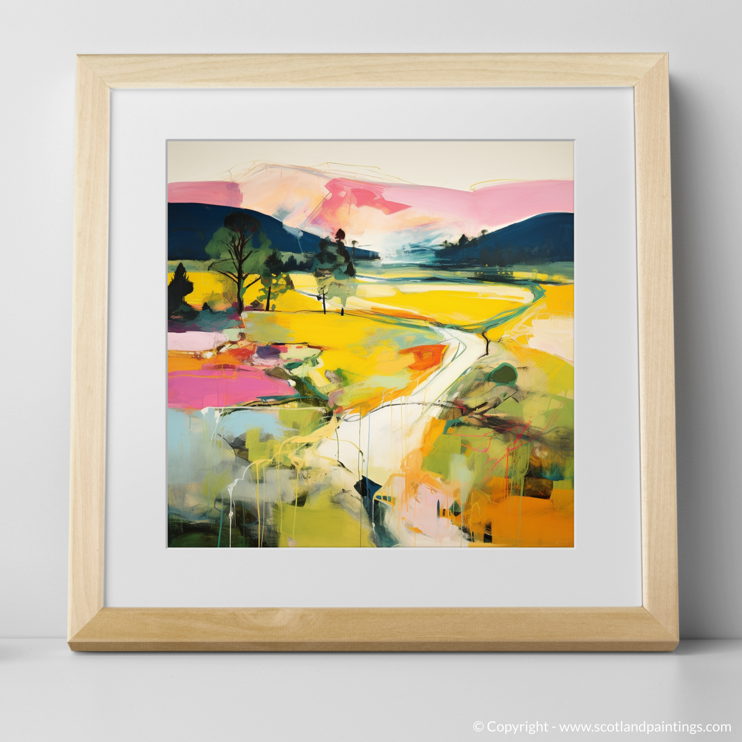 Art Print of Glen Tanar, Aberdeenshire in summer with a natural frame