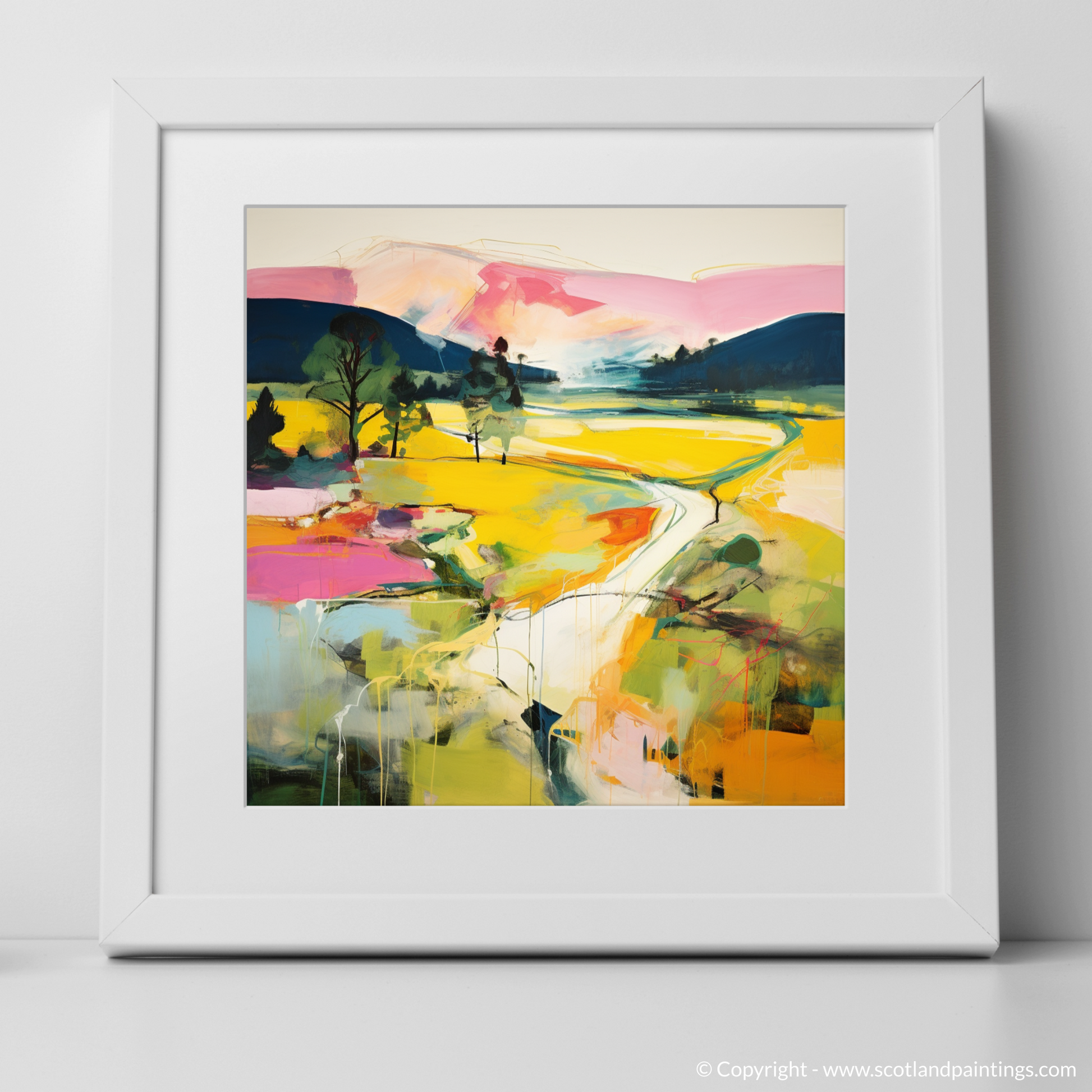 Art Print of Glen Tanar, Aberdeenshire in summer with a white frame