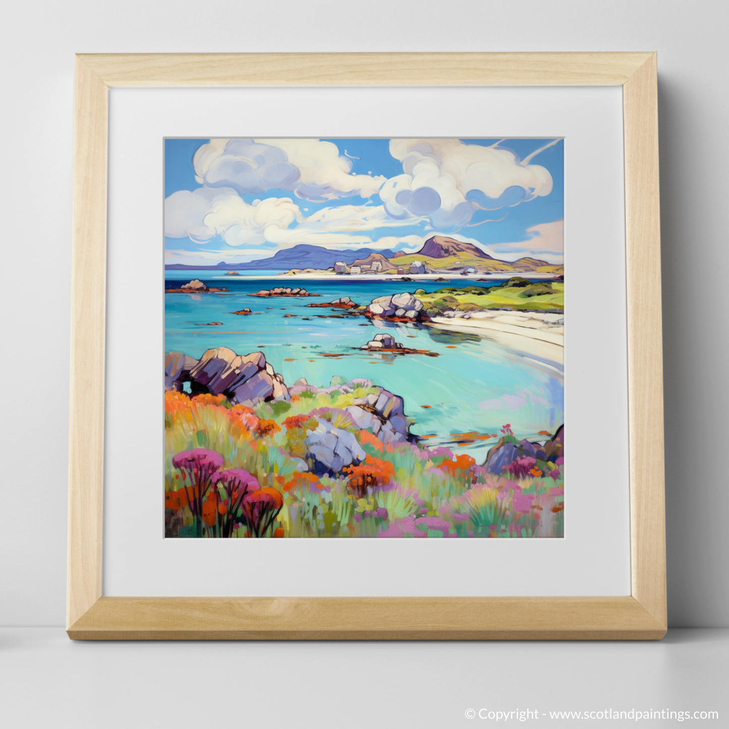 Art Print of Isle of Iona, Inner Hebrides in summer with a natural frame