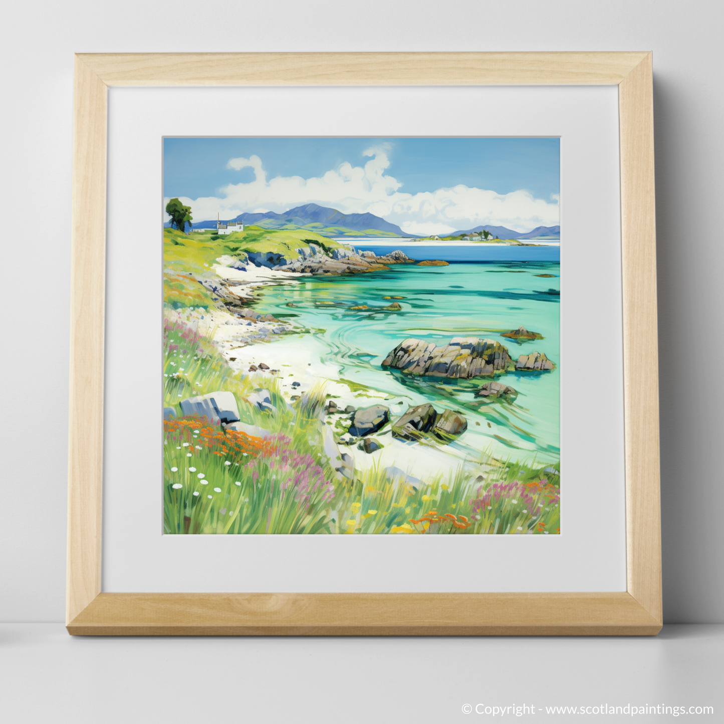 Art Print of Isle of Iona, Inner Hebrides in summer with a natural frame